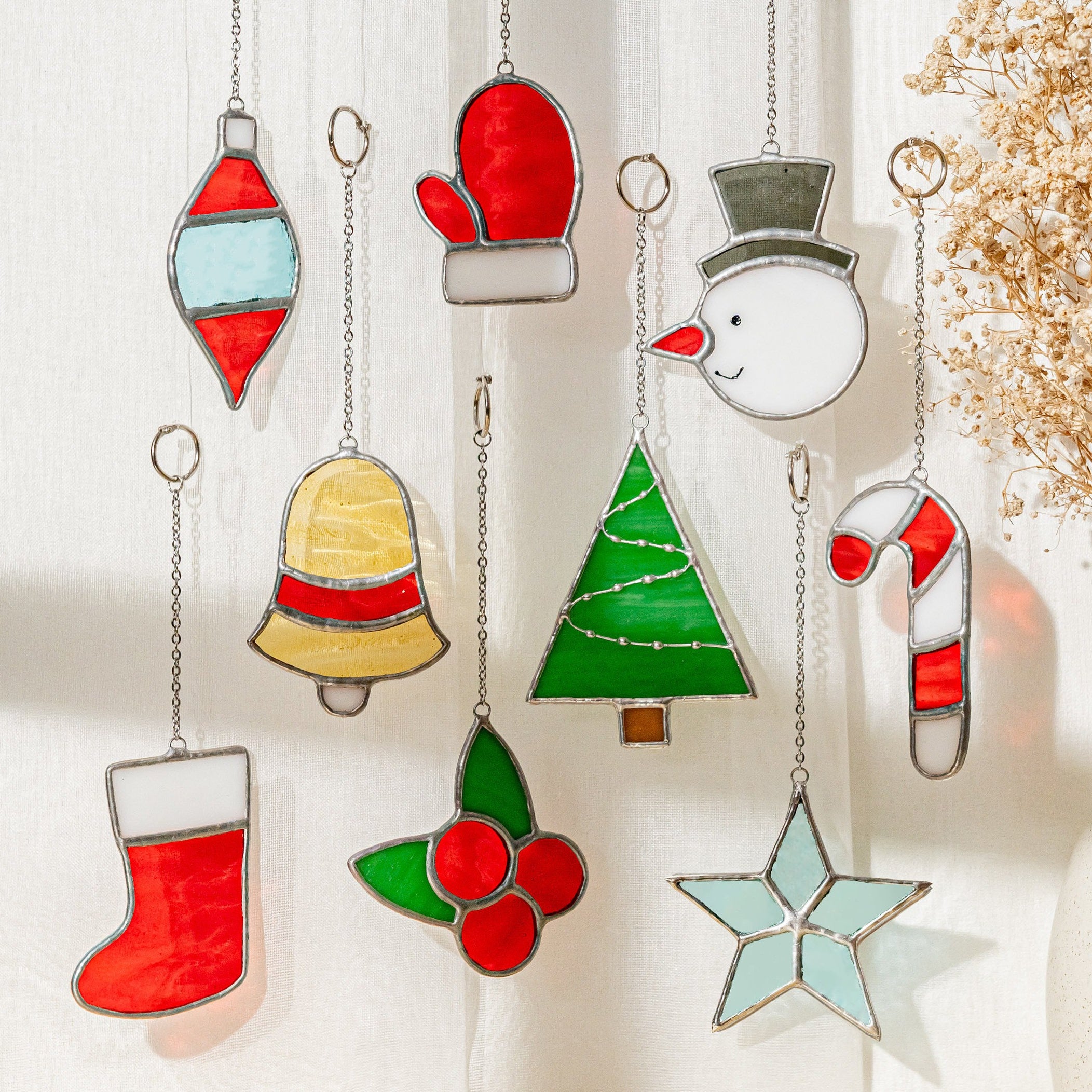 Stained Glass Christmas Ornaments for Christmas decorations, art F90