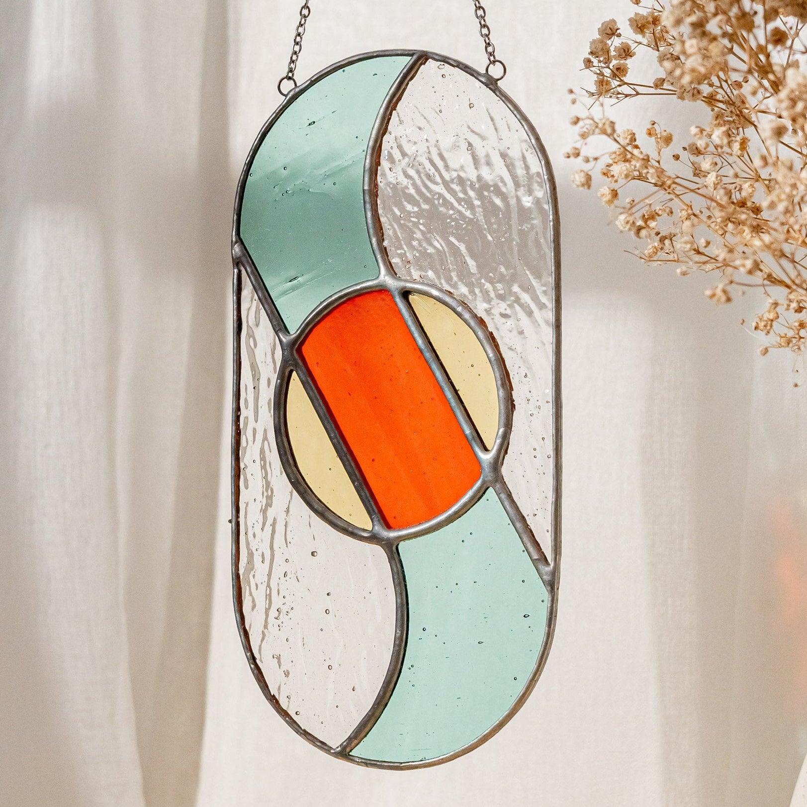 Stained Glass Abstract Suncatcher decor for Stained Glass Arts F65