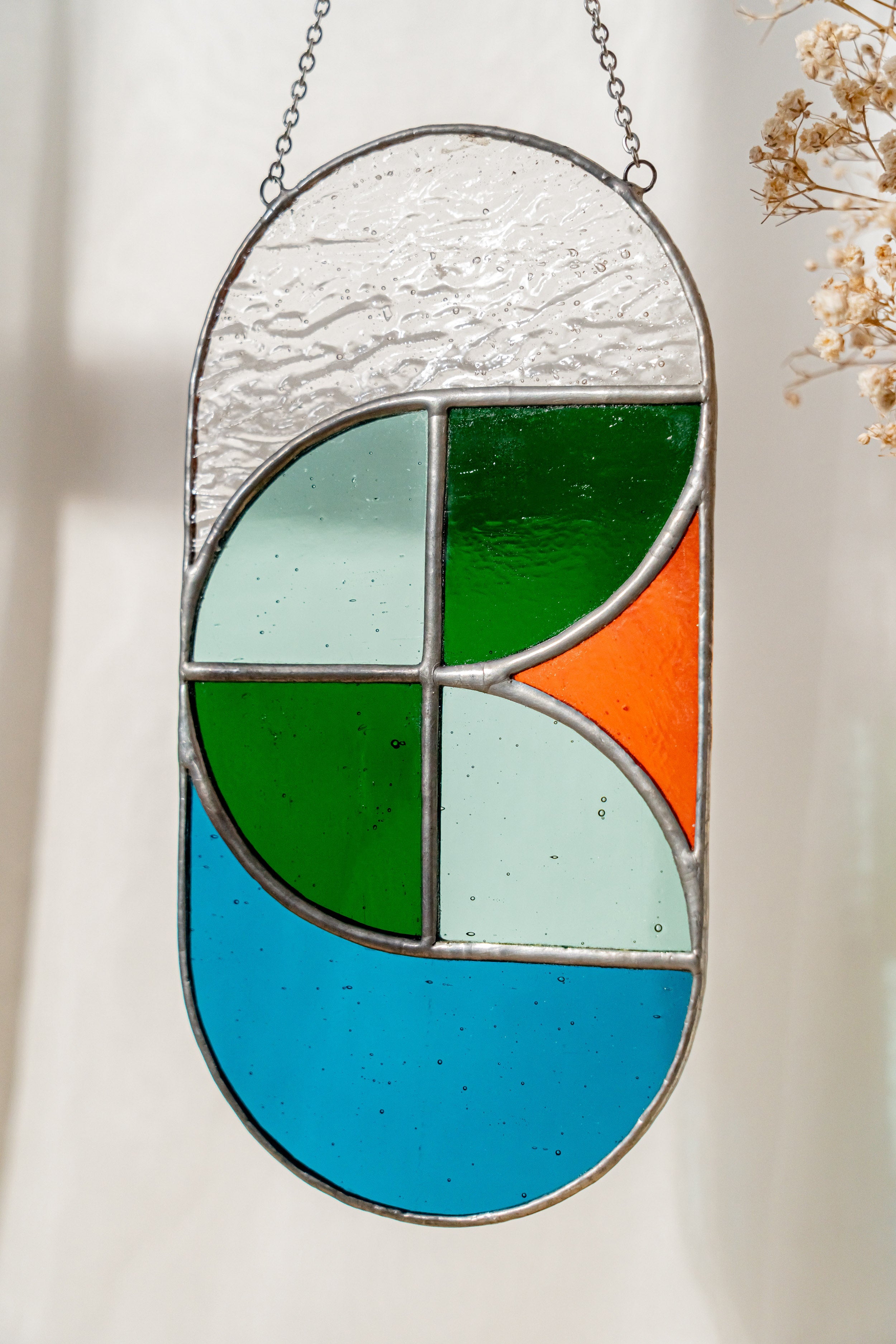 Modern Geometric Glass Suncatcher for Stylish Window Accents