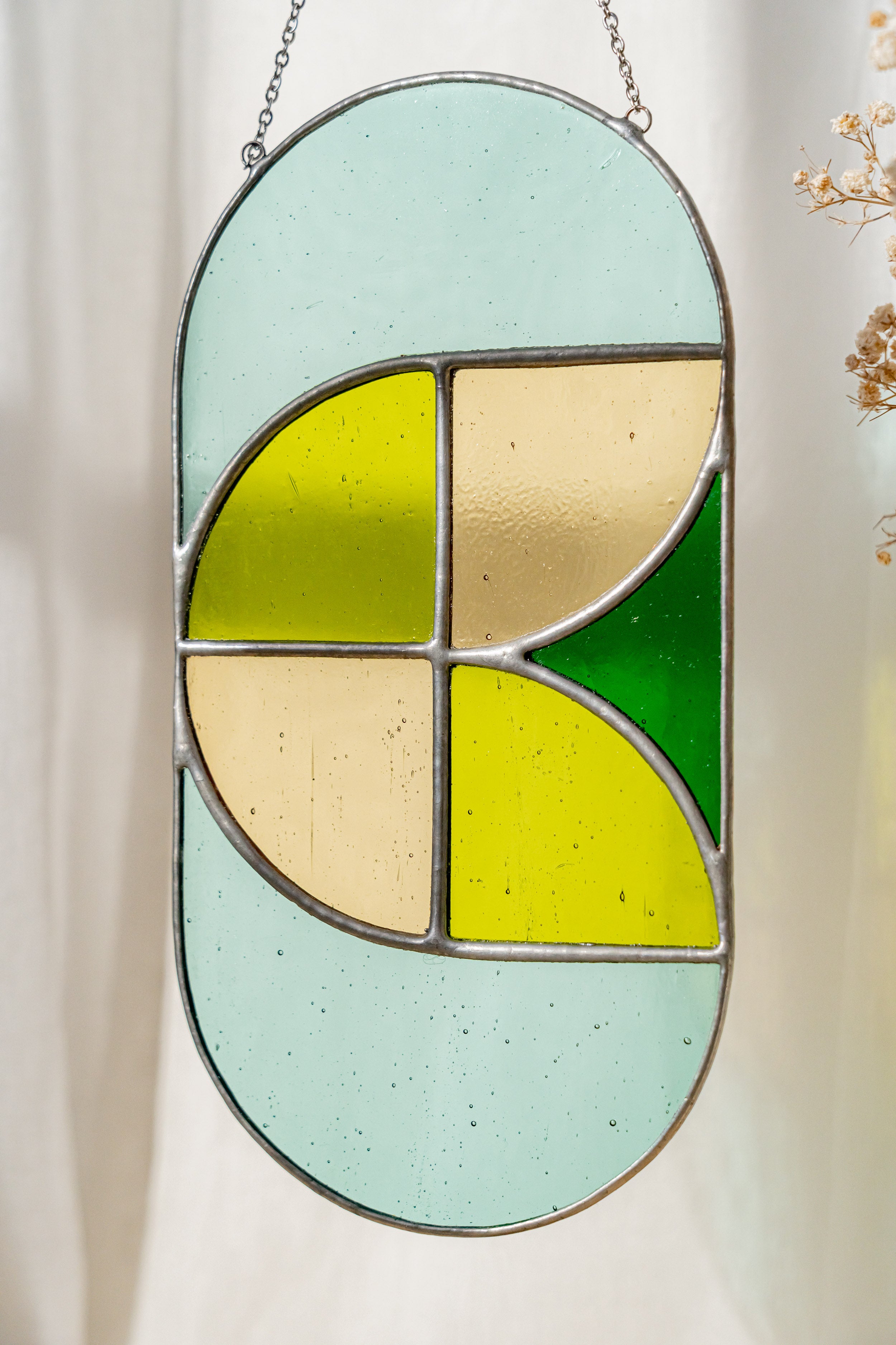 Modern Geometric Glass Suncatcher for Window Art