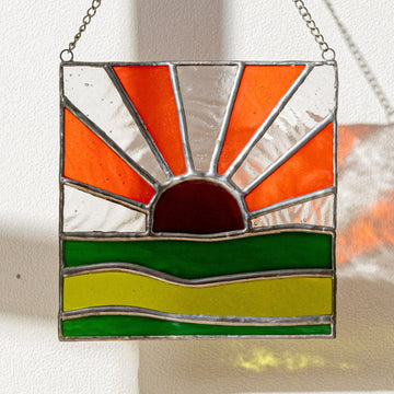 Stained Glass Sunrise Suncatcher Handmade for Window Clings Stained Glass F25
