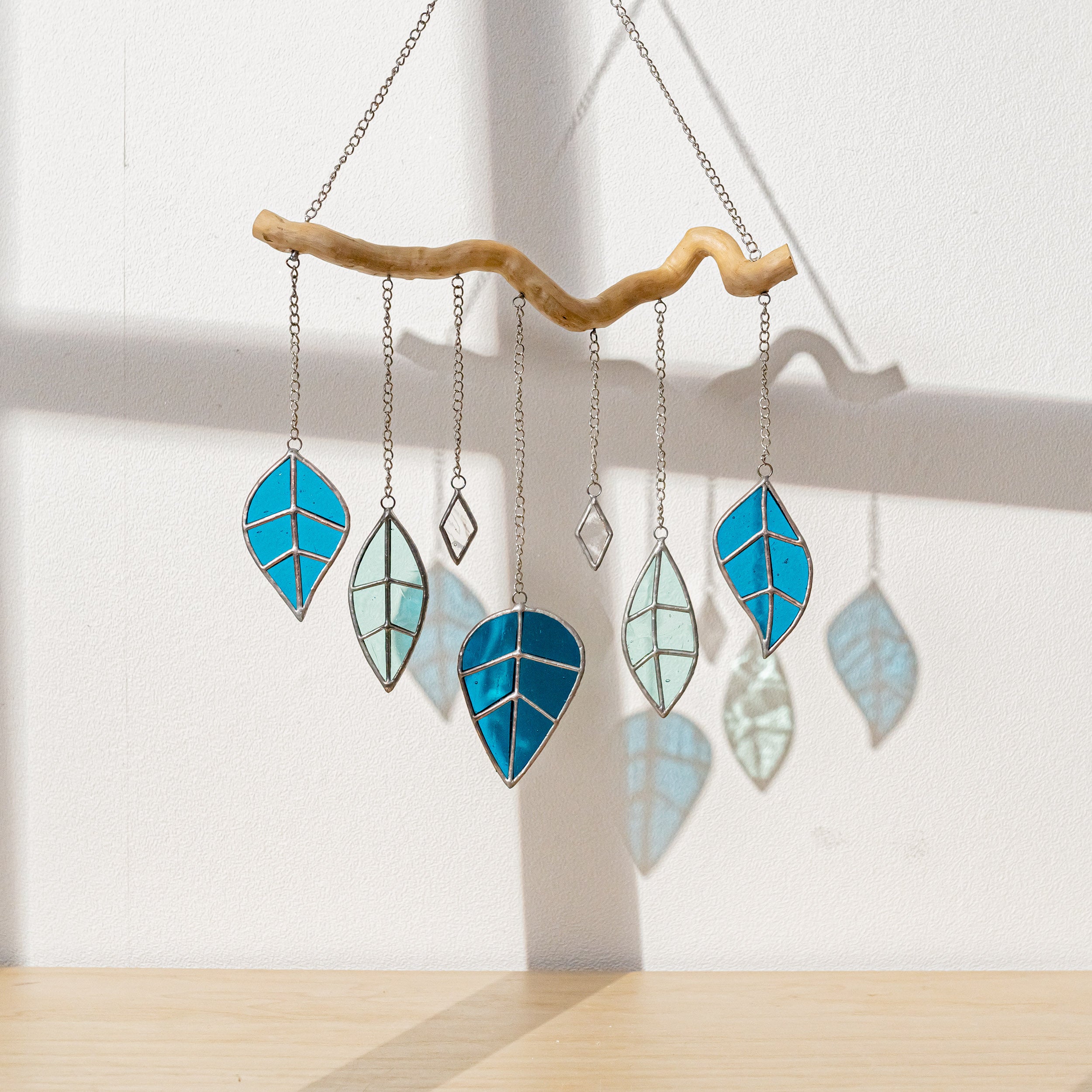 Leaves Glass Art or Modern Suncatcher for Nature Inspired Home Decor