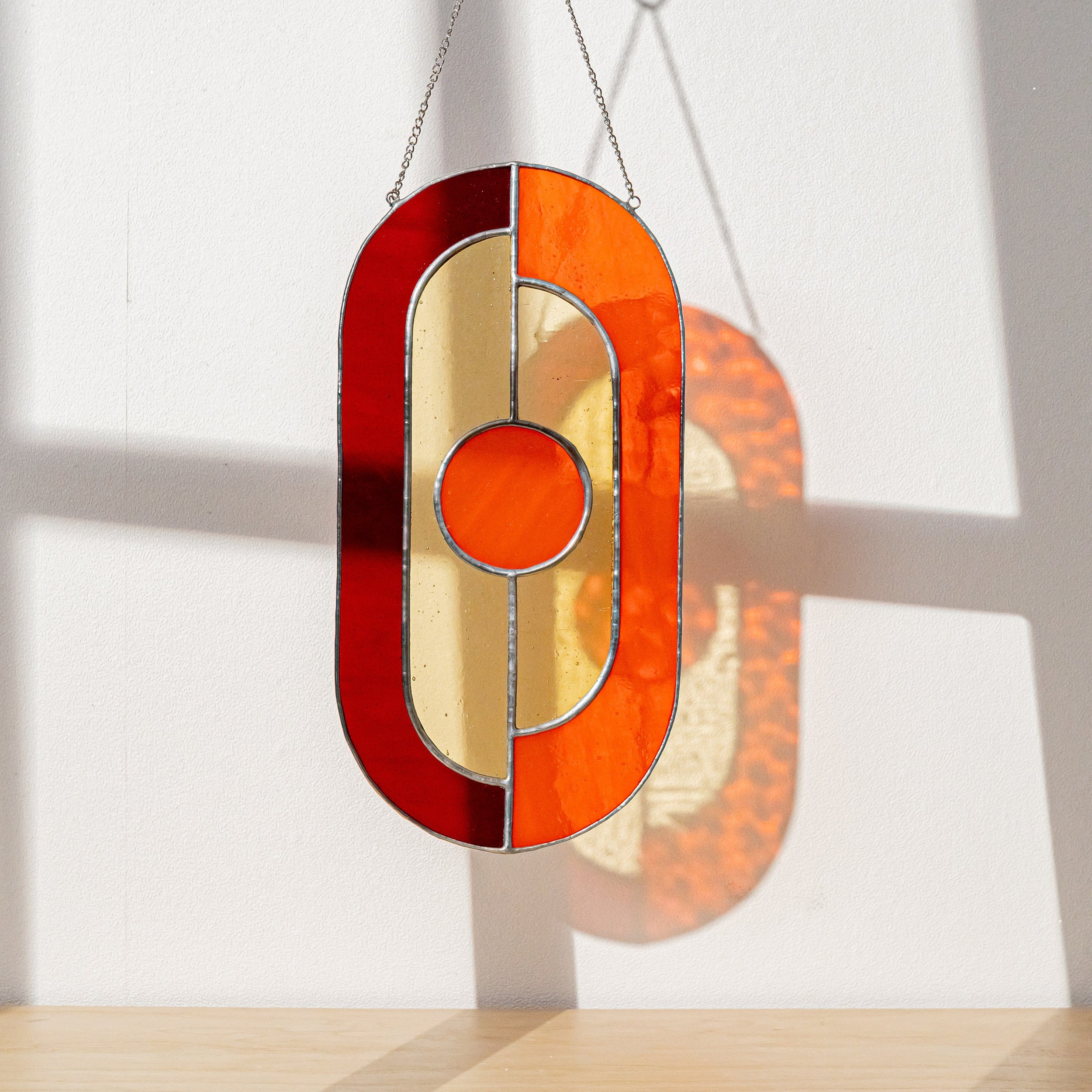 Modern Geometric Glass Suncatcher for Window Art