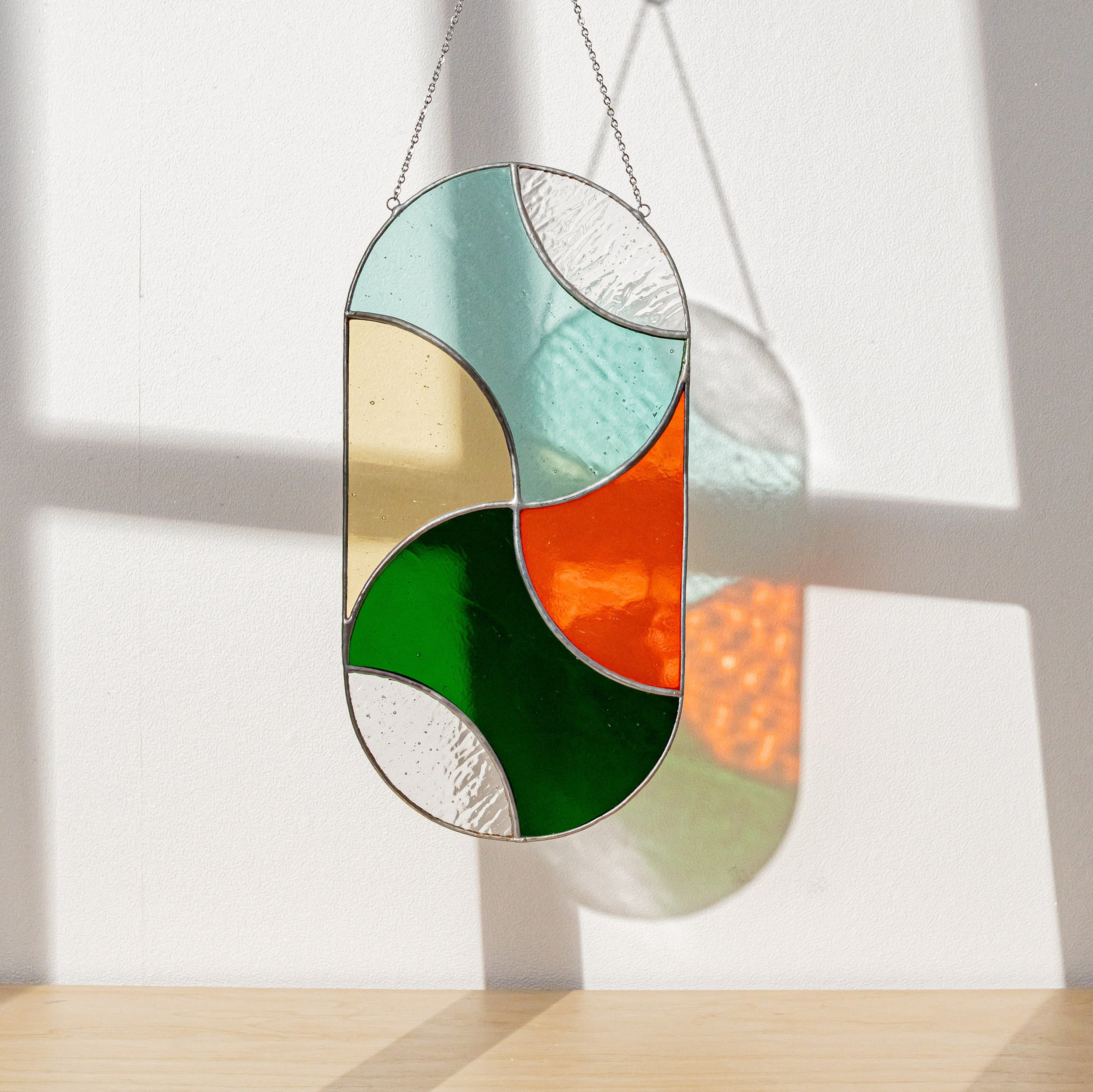 Modern Geometric Glass Suncatcher for Stylish Window Decor