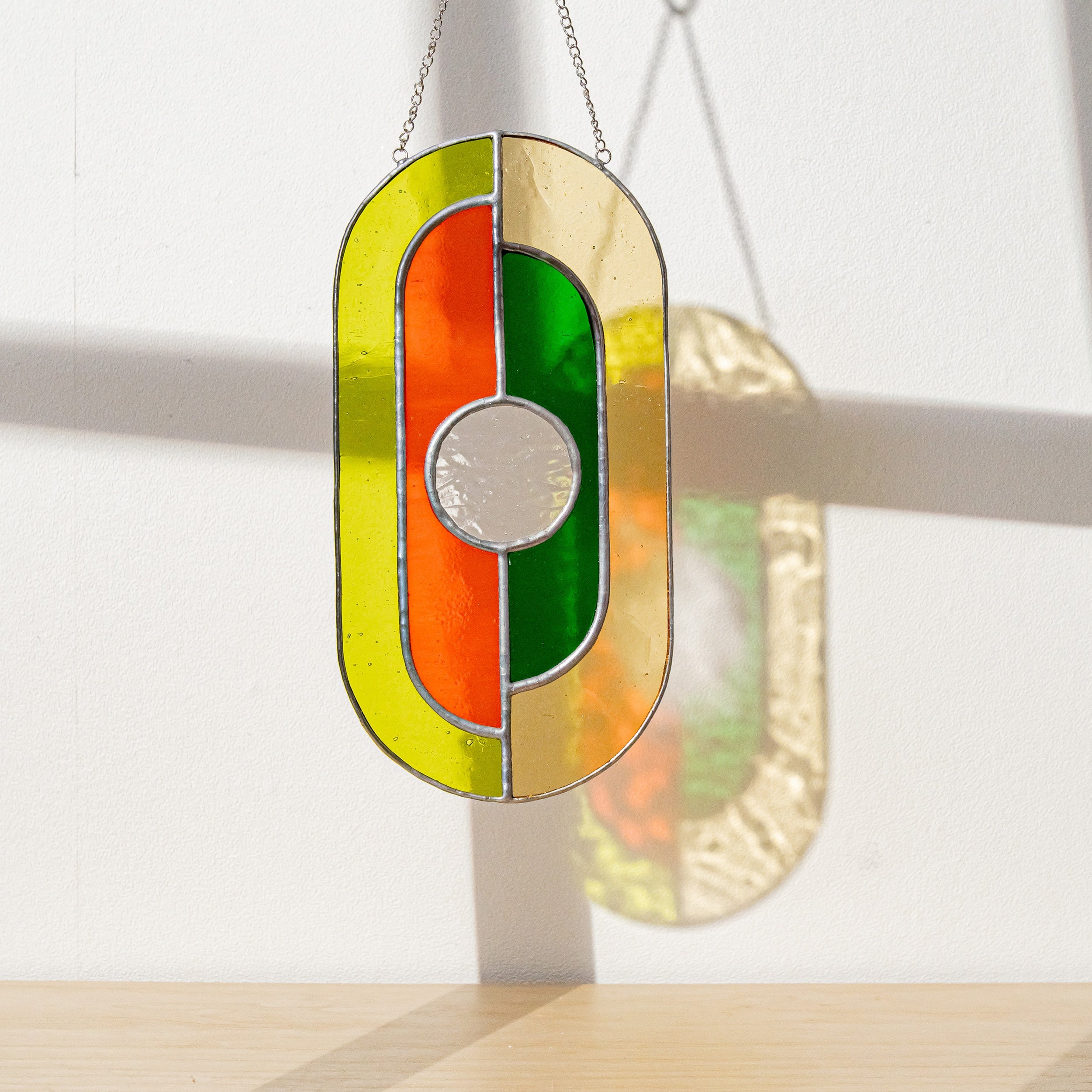 Modern Geometric Glass Suncatcher for Window Art