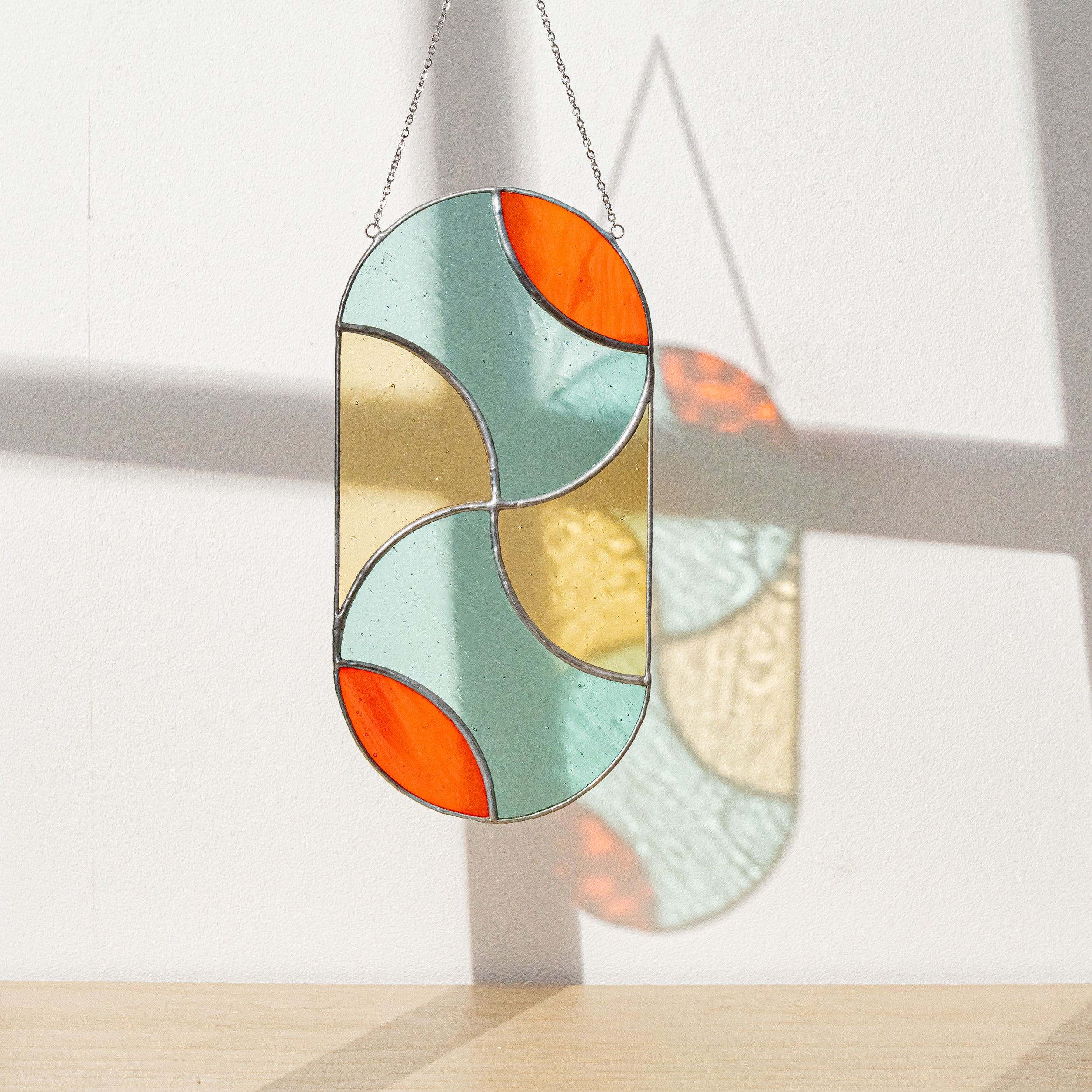 Modern Geometric Glass Suncatcher for Stylish Window Decor