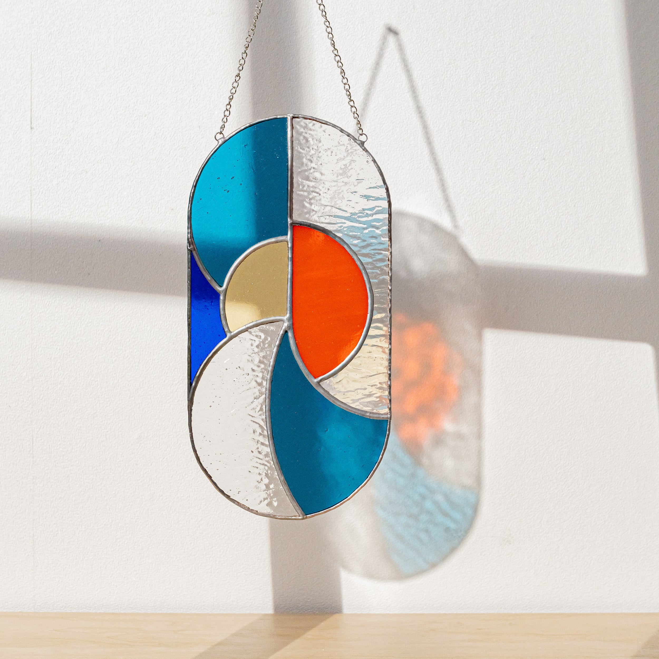 Geometric Glass Suncatcher for Modern Window Accents