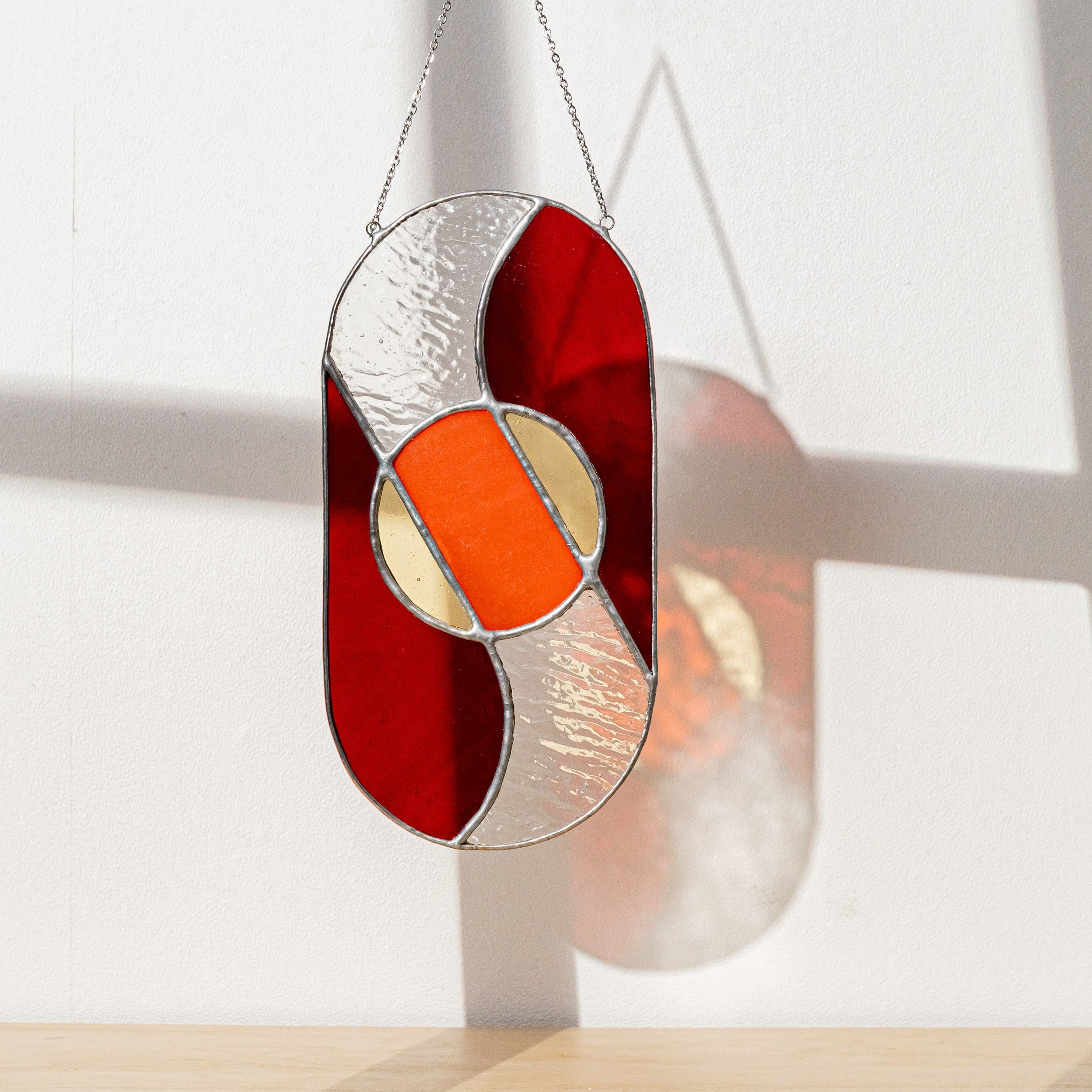 Modern Geometric Glass Suncatcher for Stylish Window Decor