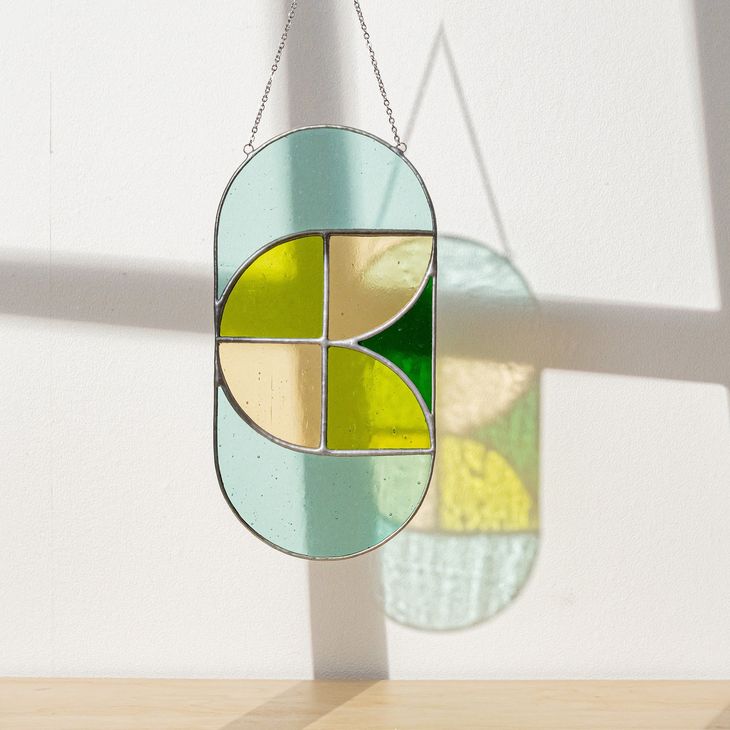 Modern Geometric Glass Suncatcher for Window Art