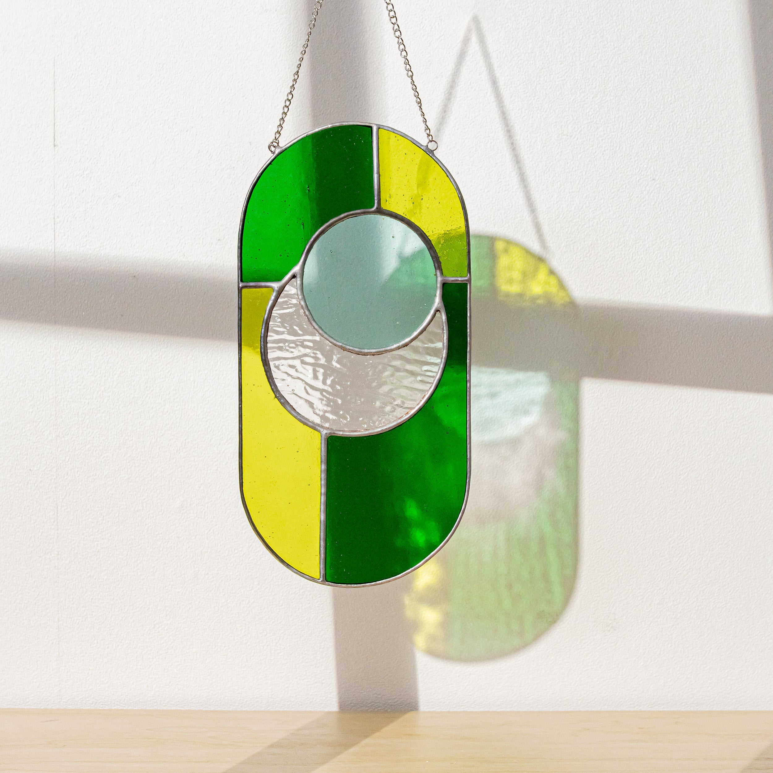 Modern Geometric Glass Suncatcher for Stylish Window Decor