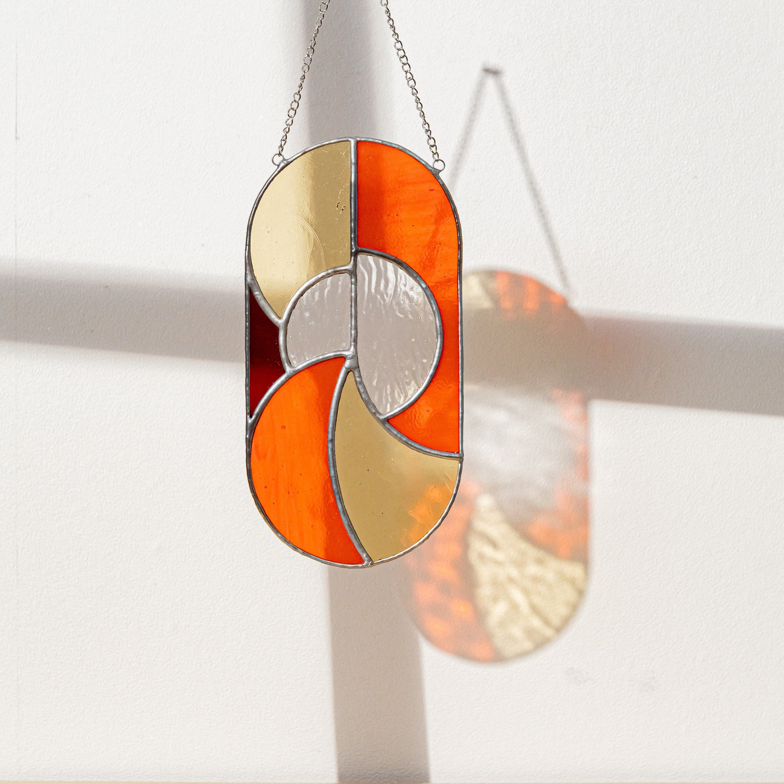 Modern Geometric Glass Suncatcher for Window Art