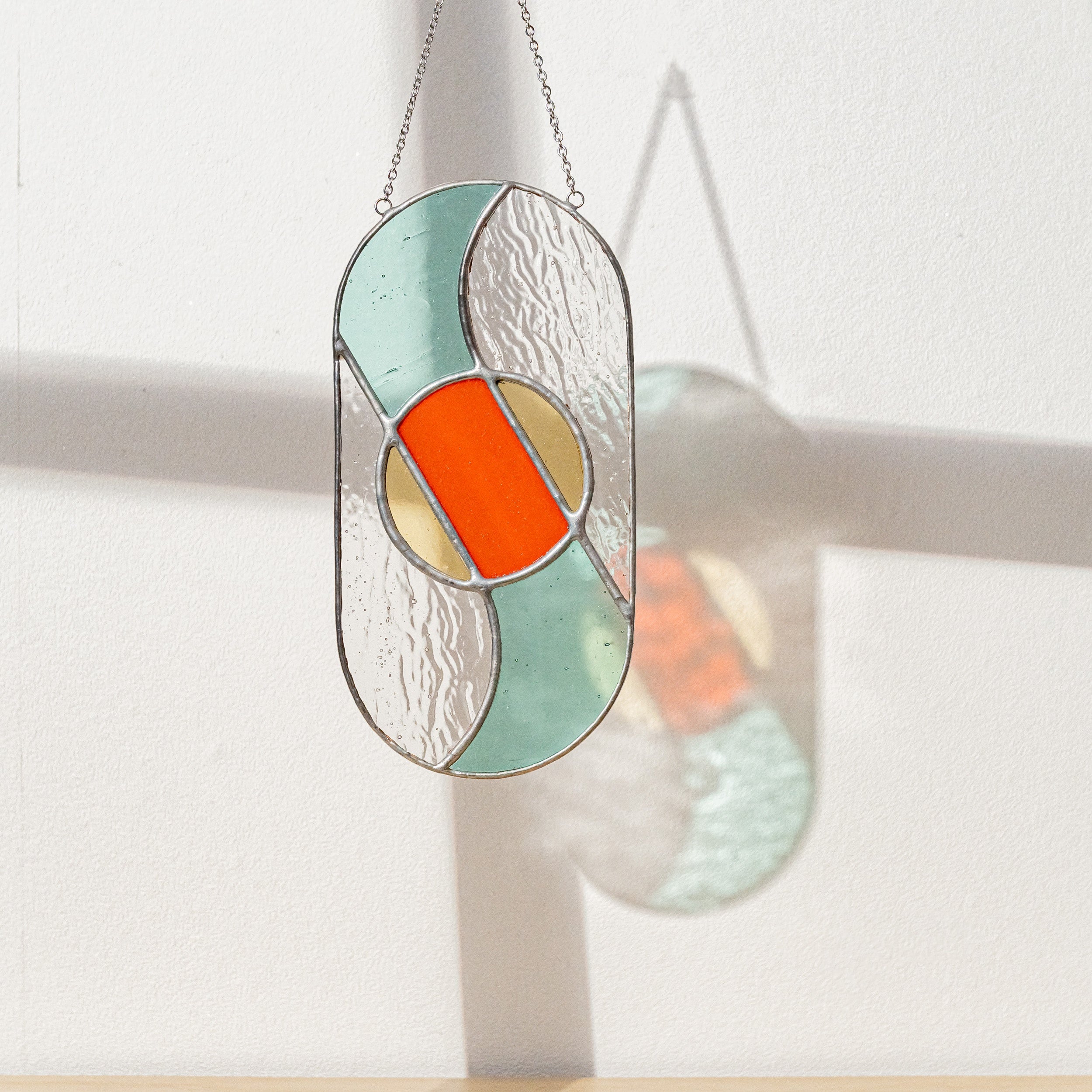 Modern Geometric Glass Suncatcher for Stylish Window Decor