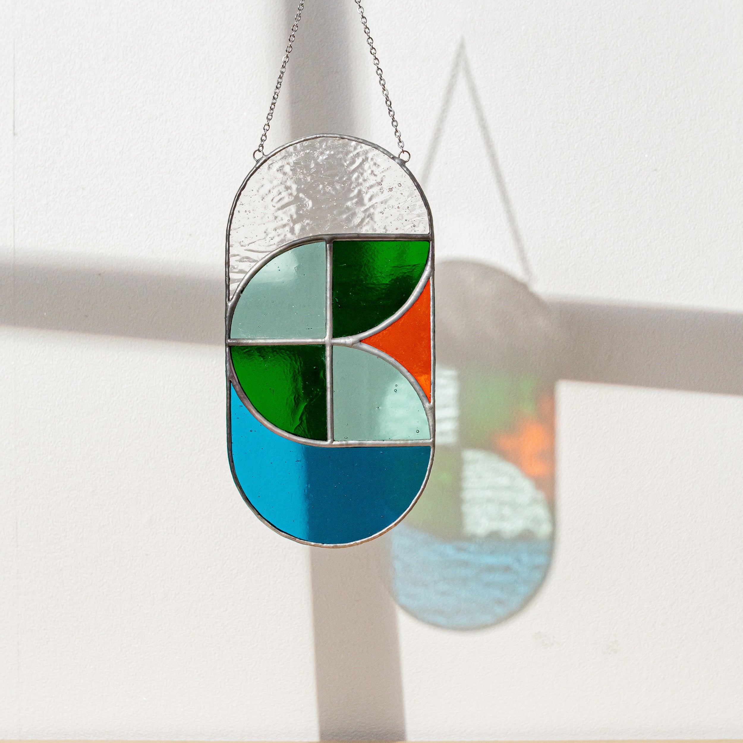 Modern Geometric Glass Suncatcher for Stylish Window Accents