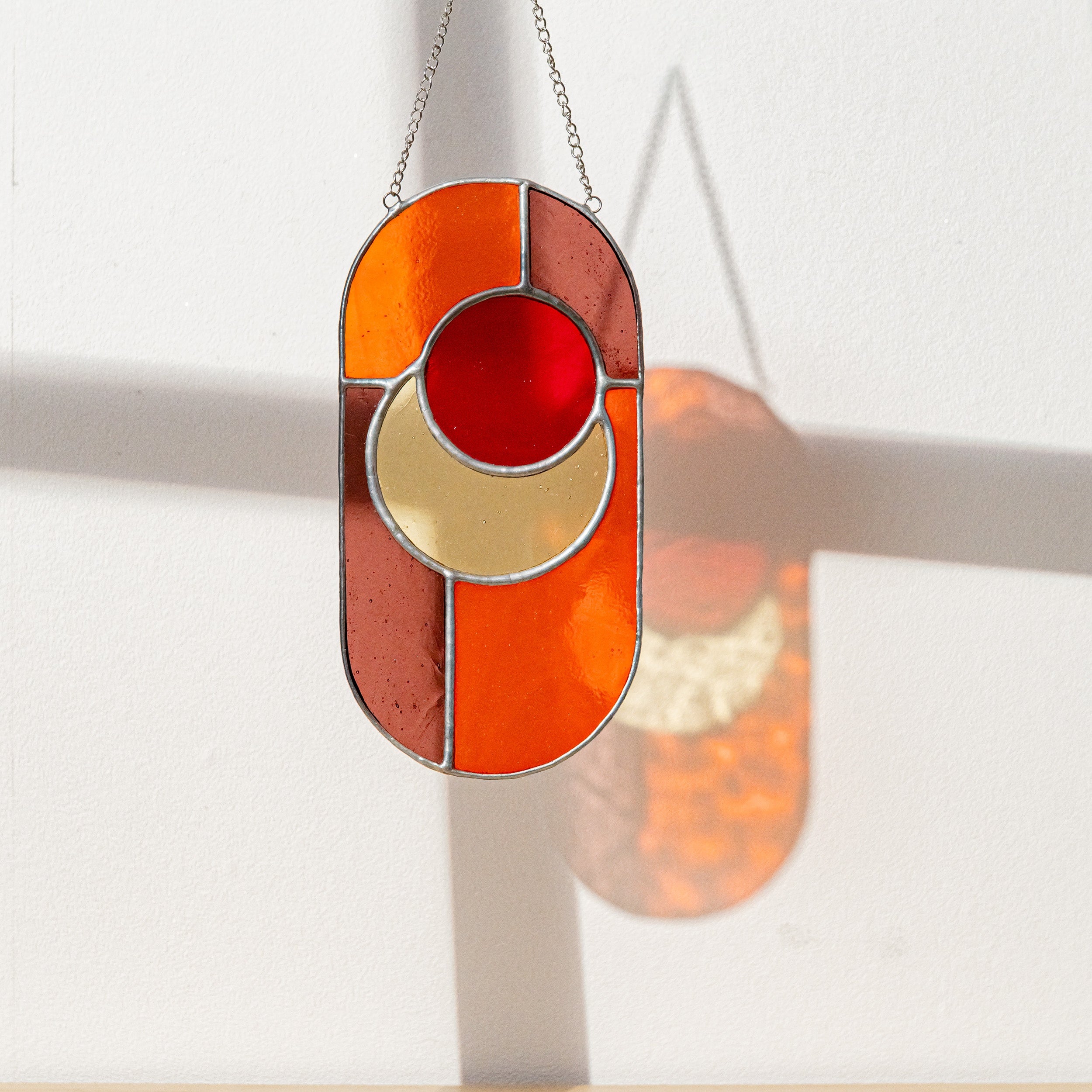 Modern Geometric Glass Suncatcher for Stylish Window Decor