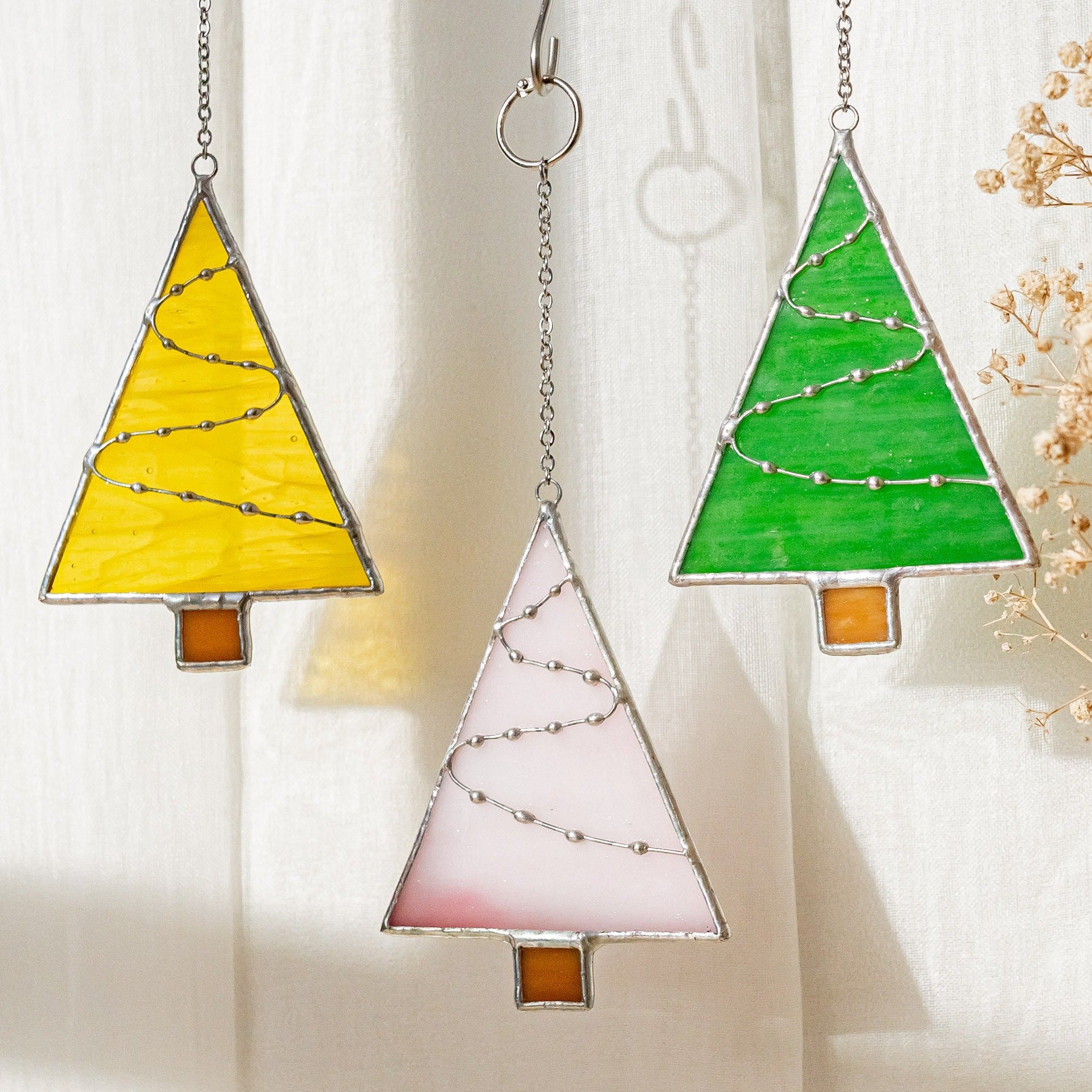 Christmas Tree Stained Glass for Christmas Decor and Rustic F91
