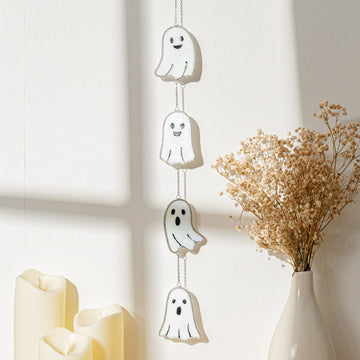 Halloween Ghost Pumpkin Stained Glass, Halloween garland for Q15