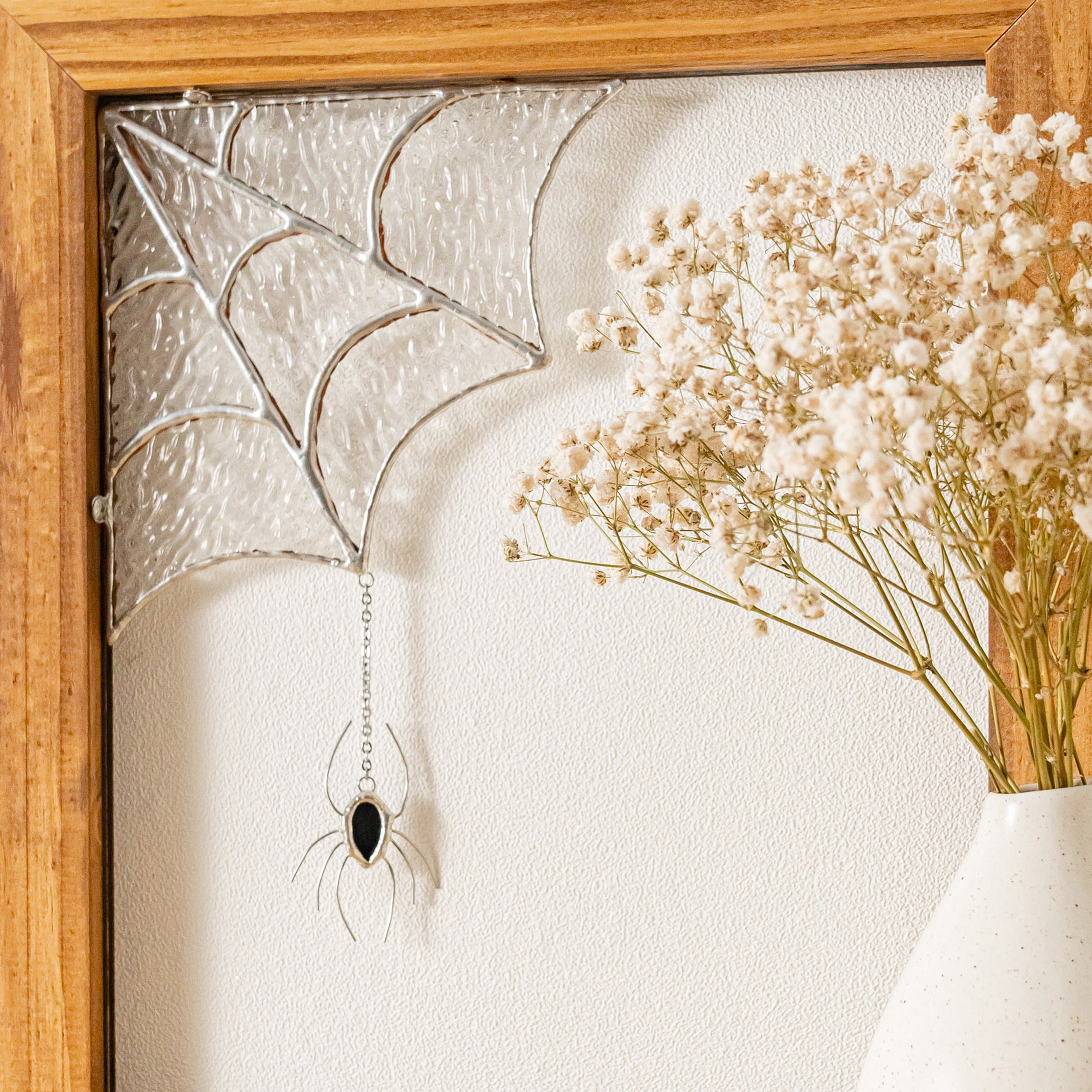 Halloween Stained Glass Web Spider Decor, Whimsical window decor Q16