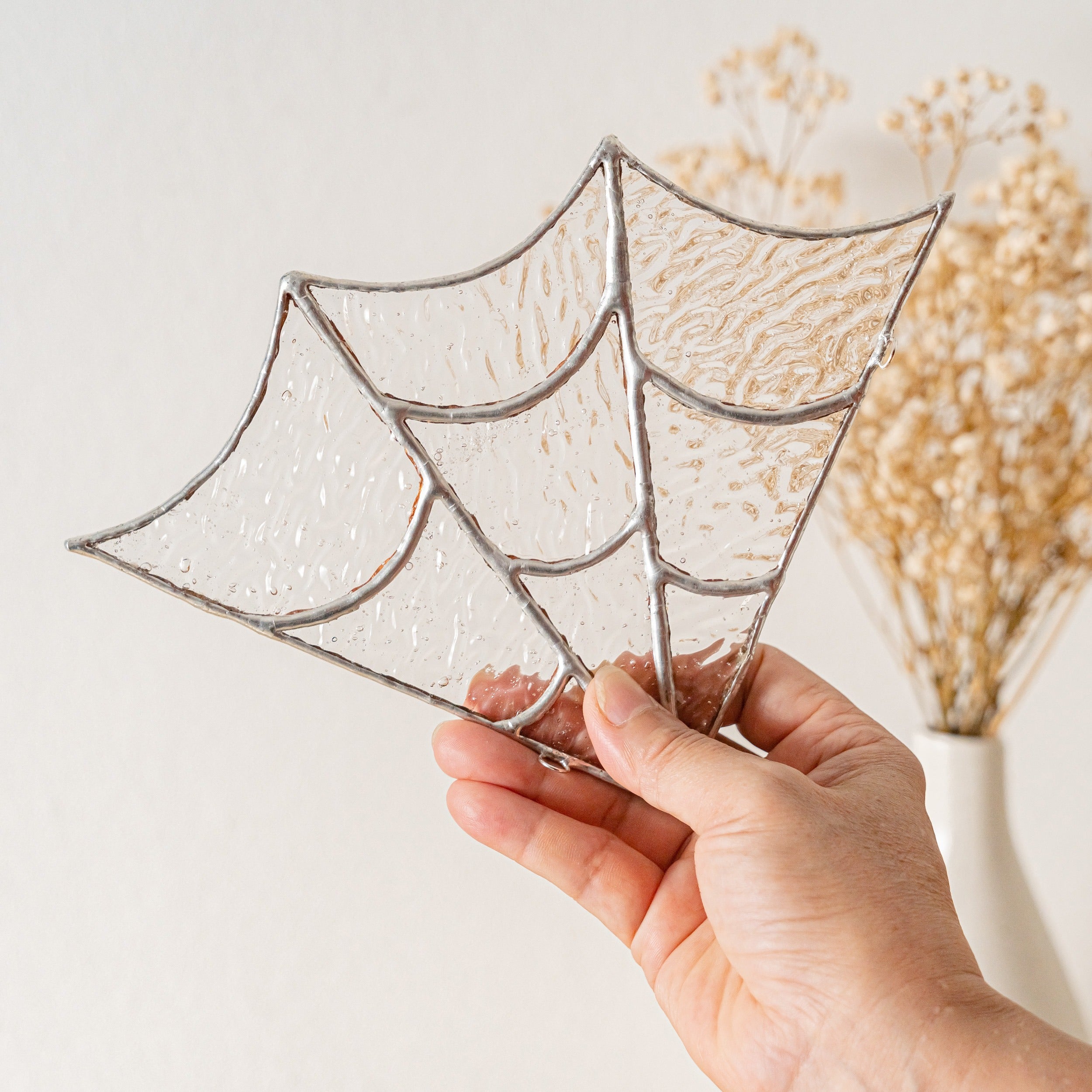 Halloween Stained Glass Web Spider Decor, Whimsical window decor Q16