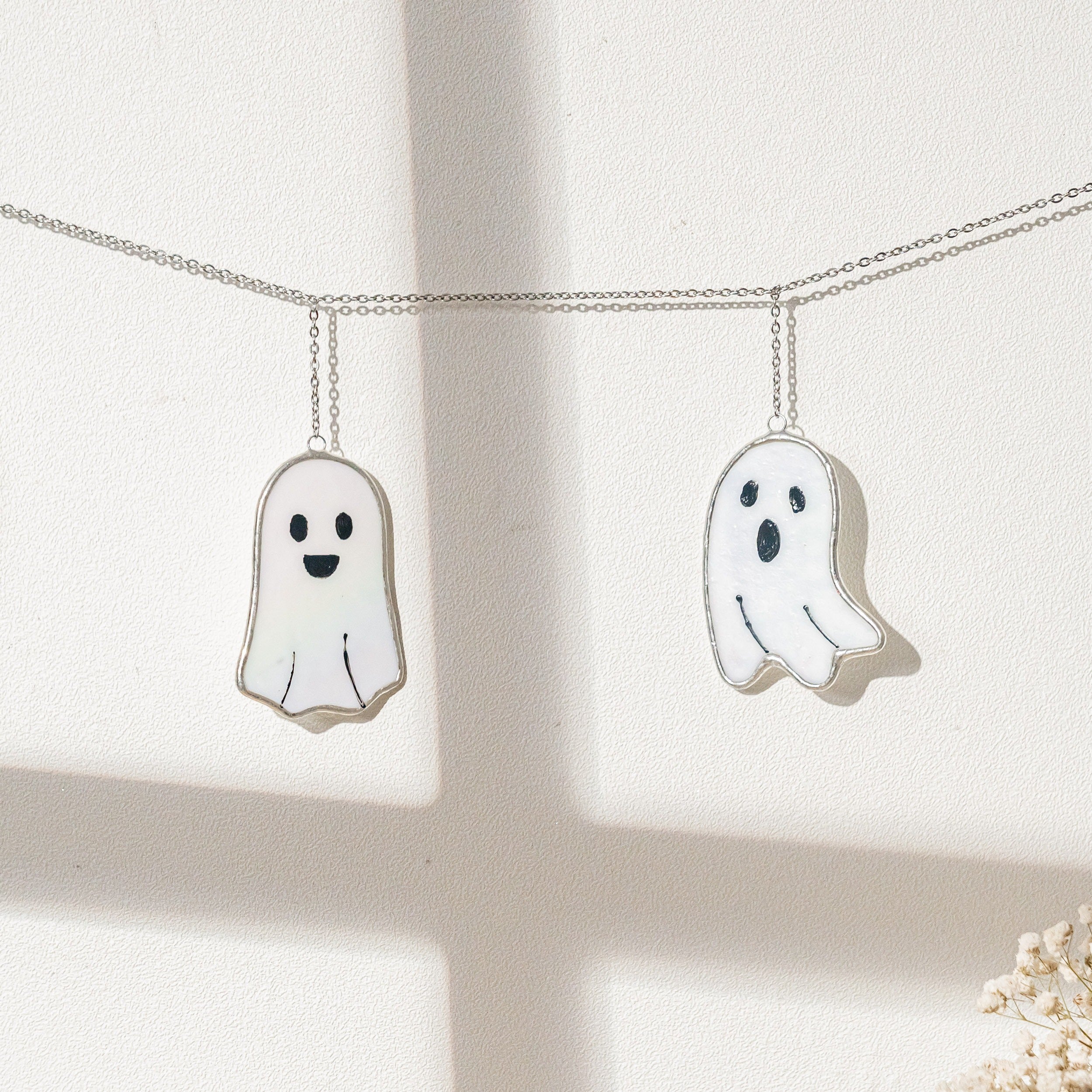 Halloween Ghost Pumpkin Stained Glass Garland for decorations Q14