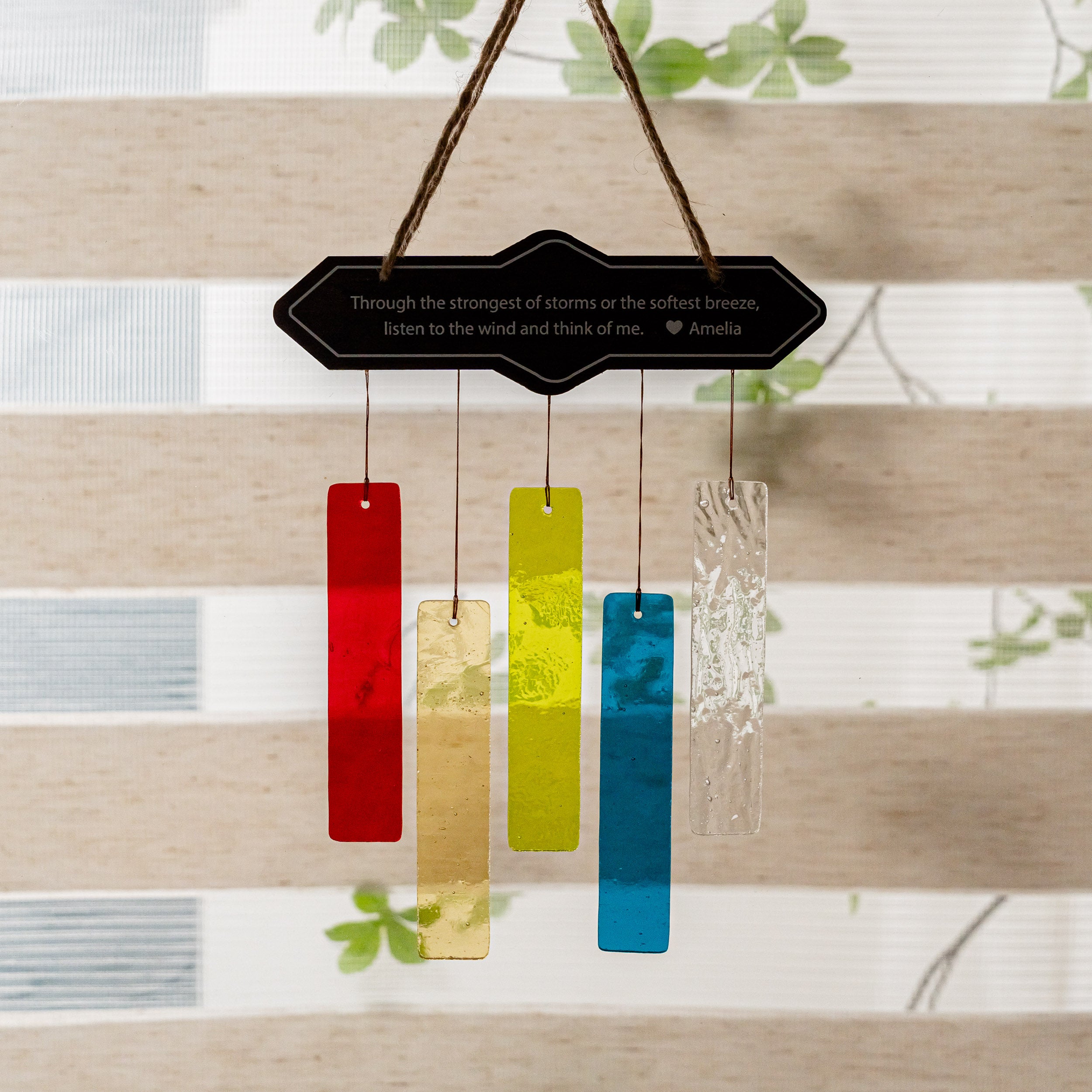 Personalized Stained Glass Wind Chime for Boho and Farmhouse Window Décor