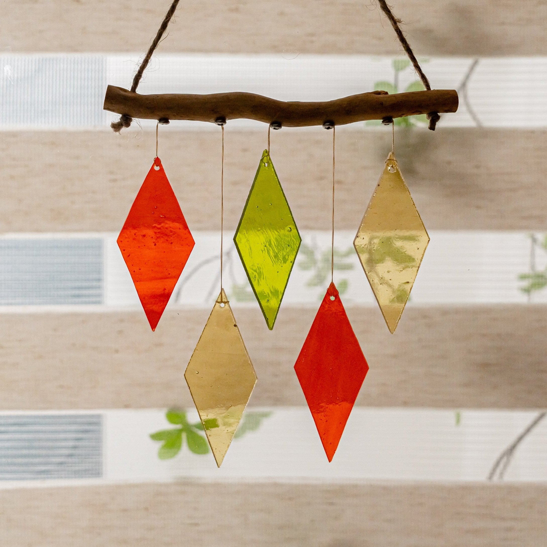 Vibrant Stained Glass Wind Chime for Radiant Window Beauty