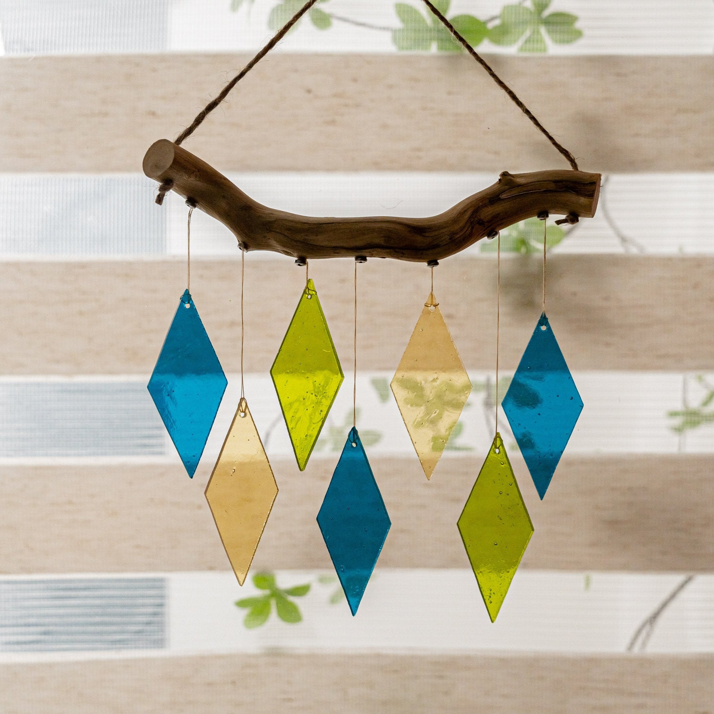 Vibrant Stained Glass Wind Chime for Radiant Window Beauty