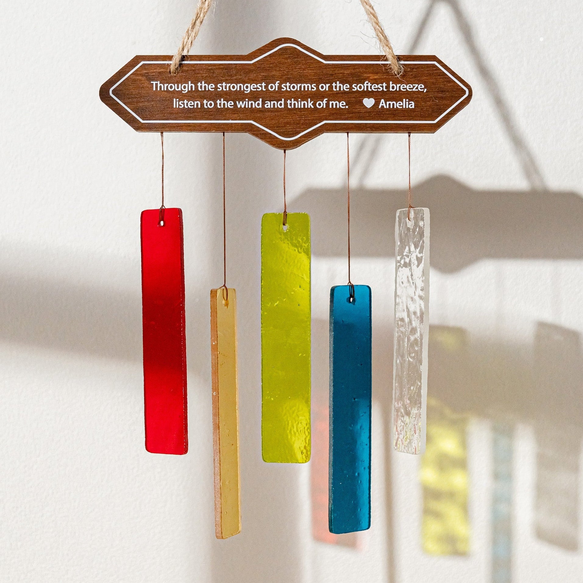 Personalized Stained Glass Wind Chime, Boho style home F66