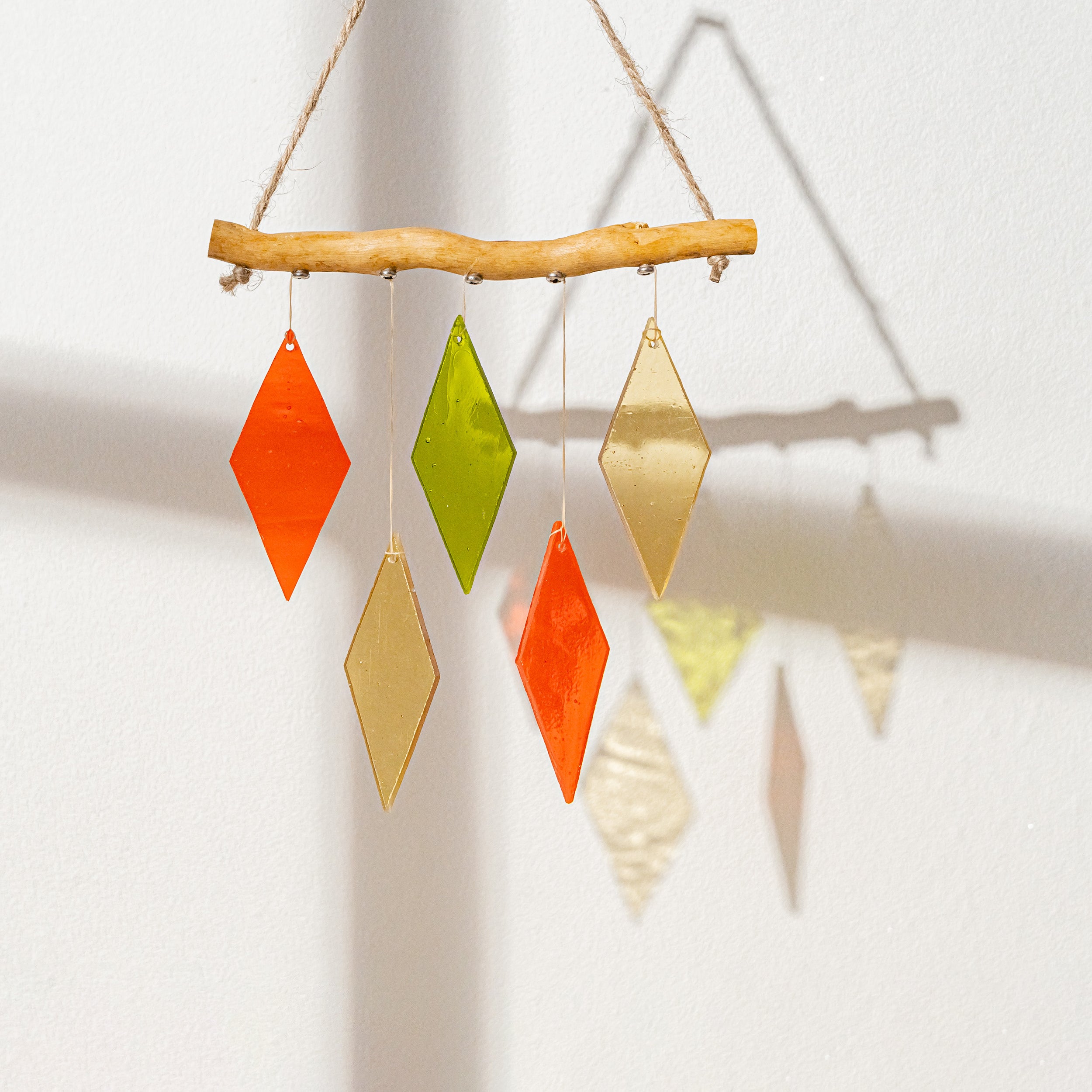 Vibrant Stained Glass Wind Chime for Radiant Window Beauty