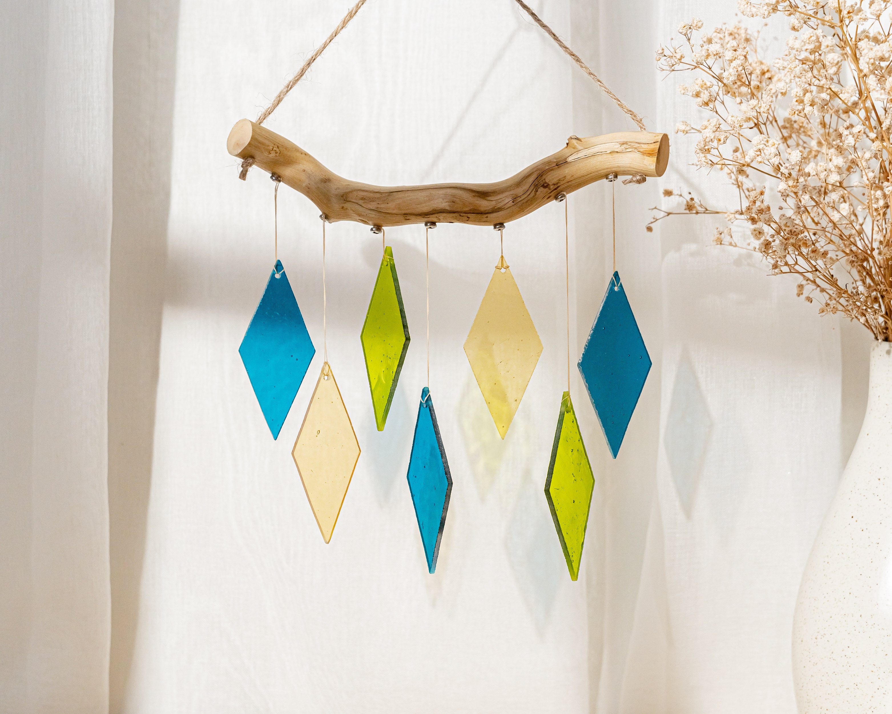 Stained Glass Wind Chimes for Window decor, art F68