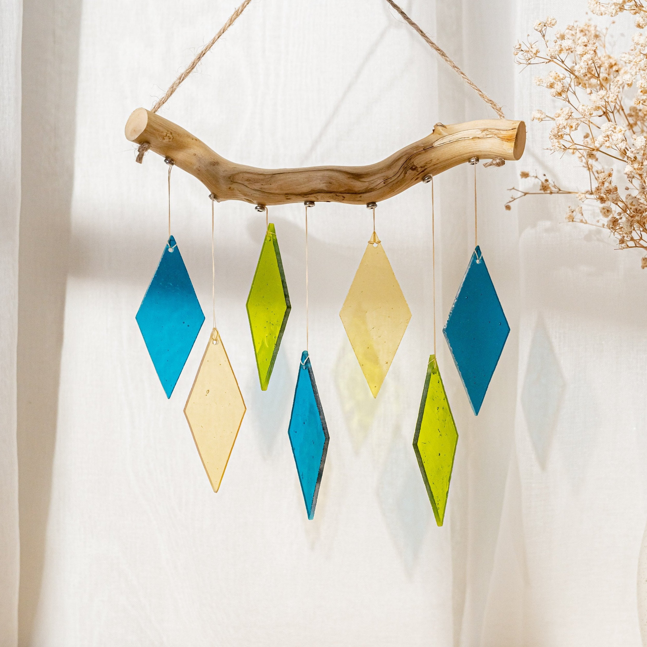 Vibrant Stained Glass Wind Chime for Stylish Window Accents