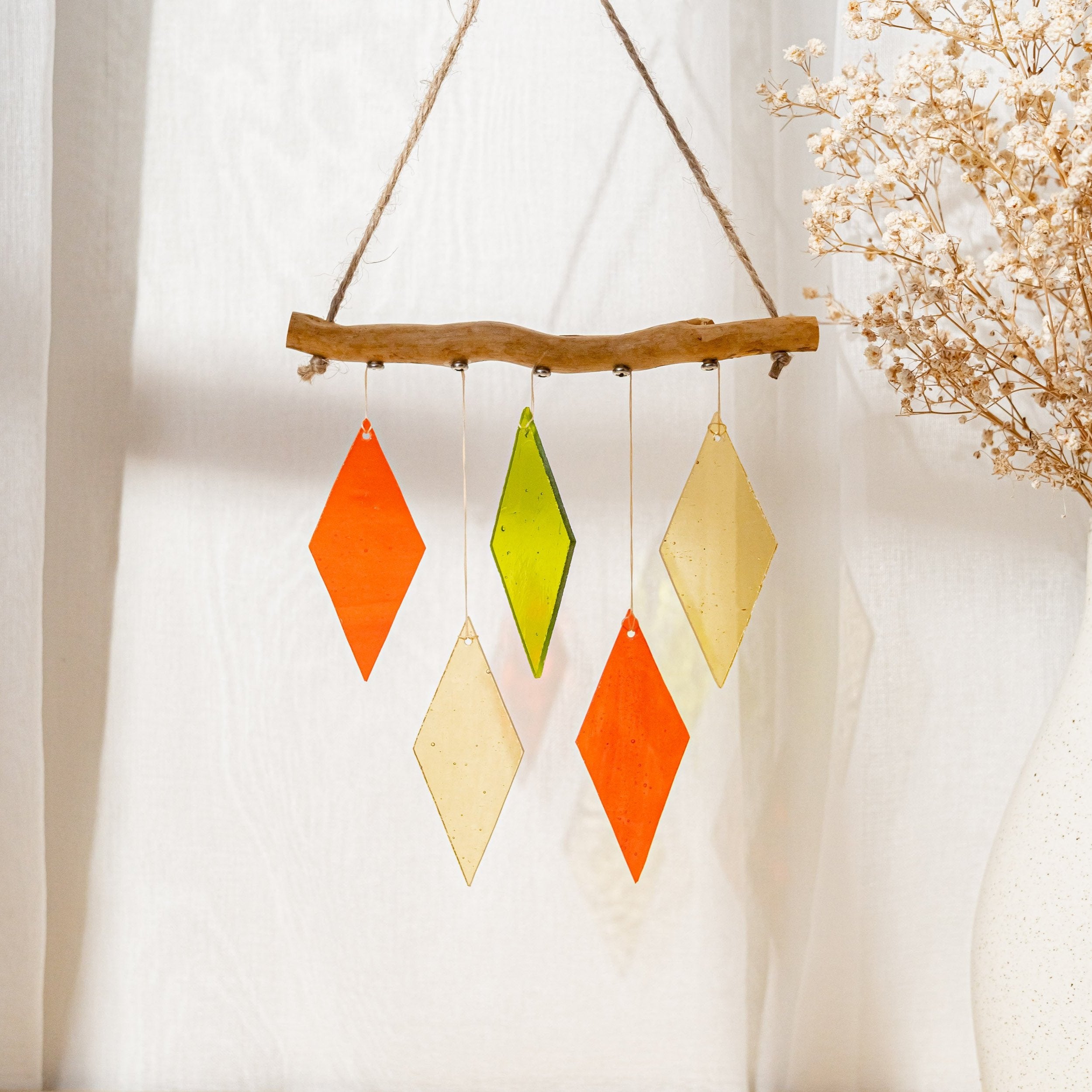 Vibrant Stained Glass Wind Chime for Stylish Window Accents