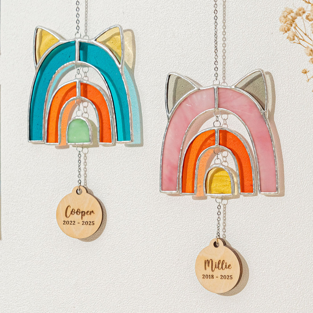 Stained Glass Pet Memorial Suncatcher, Memorial pet keepsake Q17