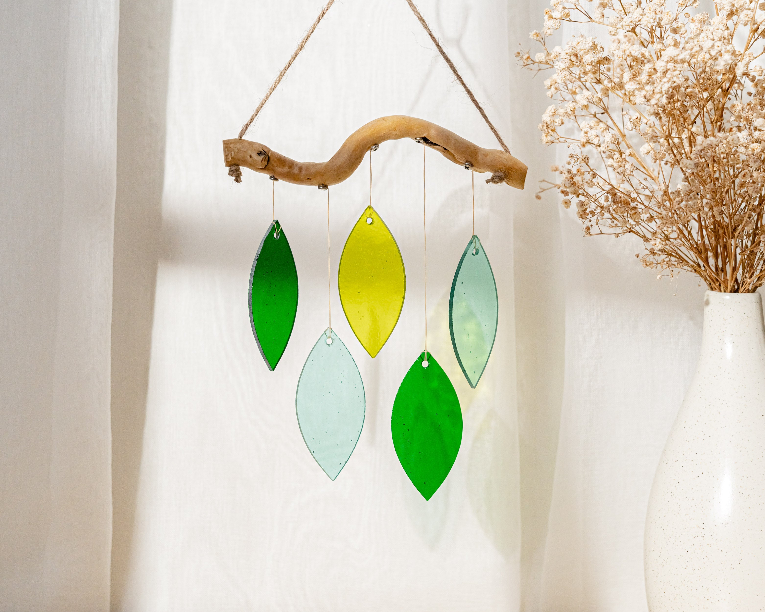 Colorful Stained Glass Wind Chime for Chic and Minimalist Window Charm