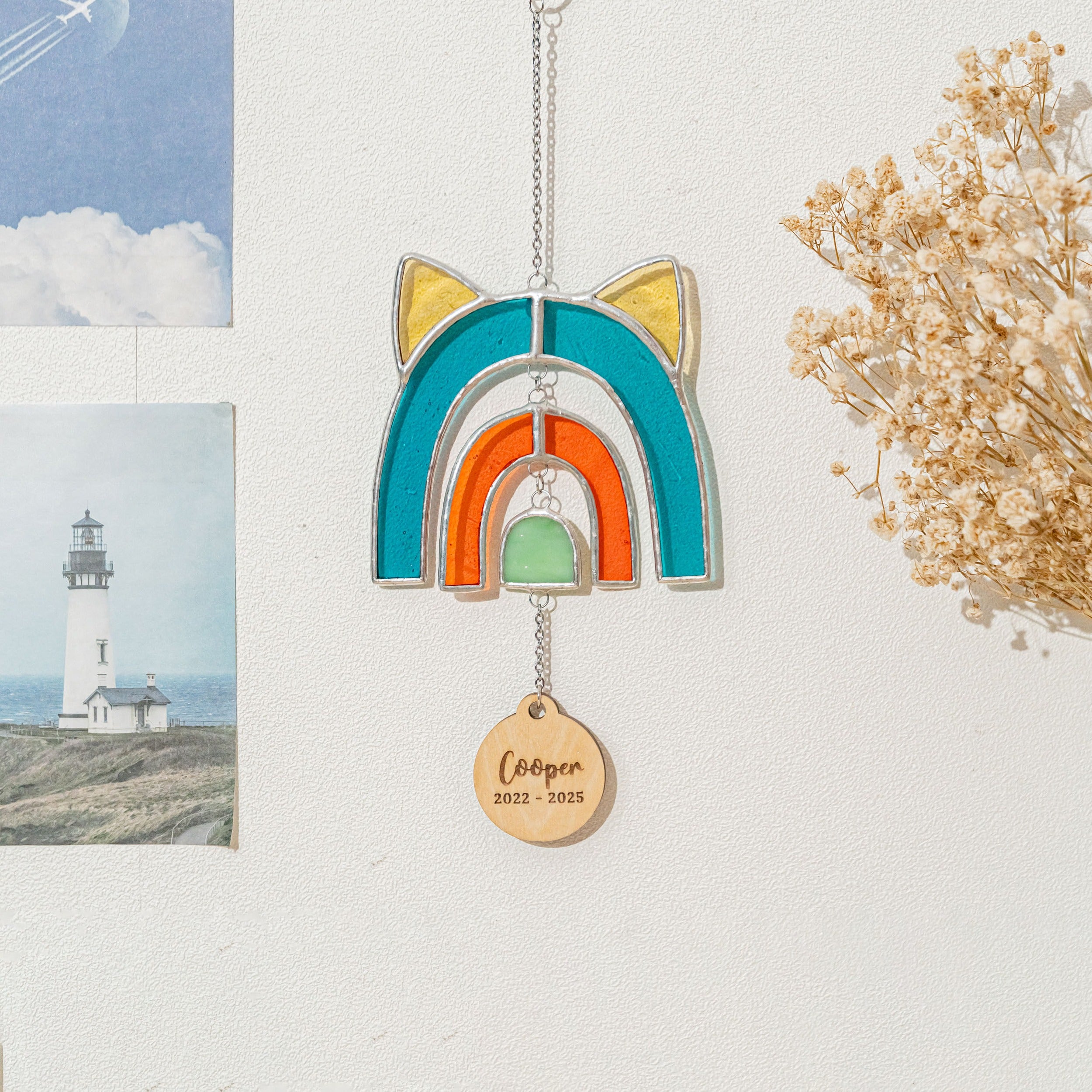 Stained Glass Pet Memorial Suncatcher for Rainbow suncatchers Q17