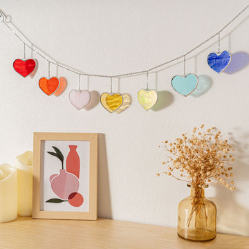 Rainbow Heart Glass Garland Decor and Window Decor F96