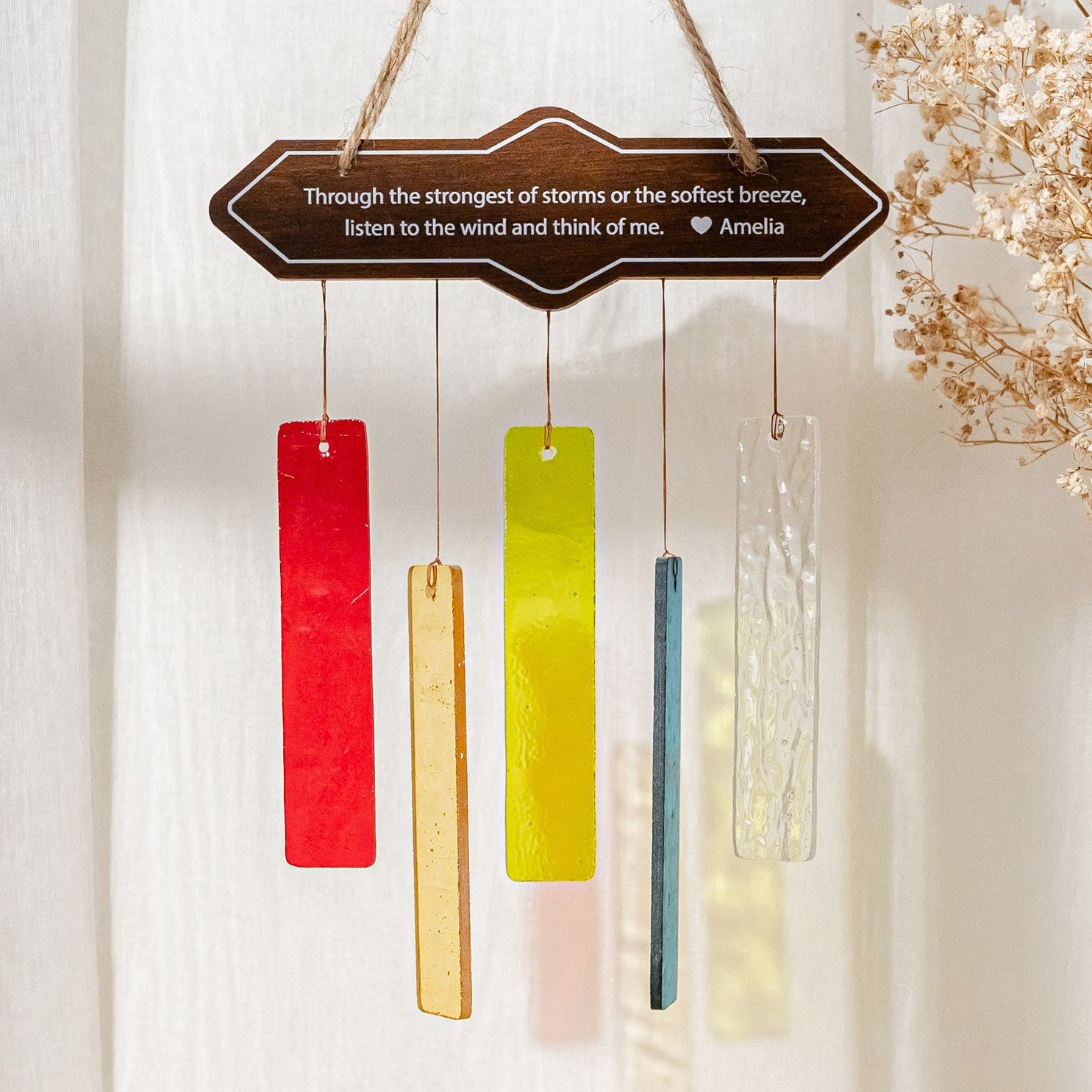 Personalized Stained Glass Wind Chime for Window decor, art F66