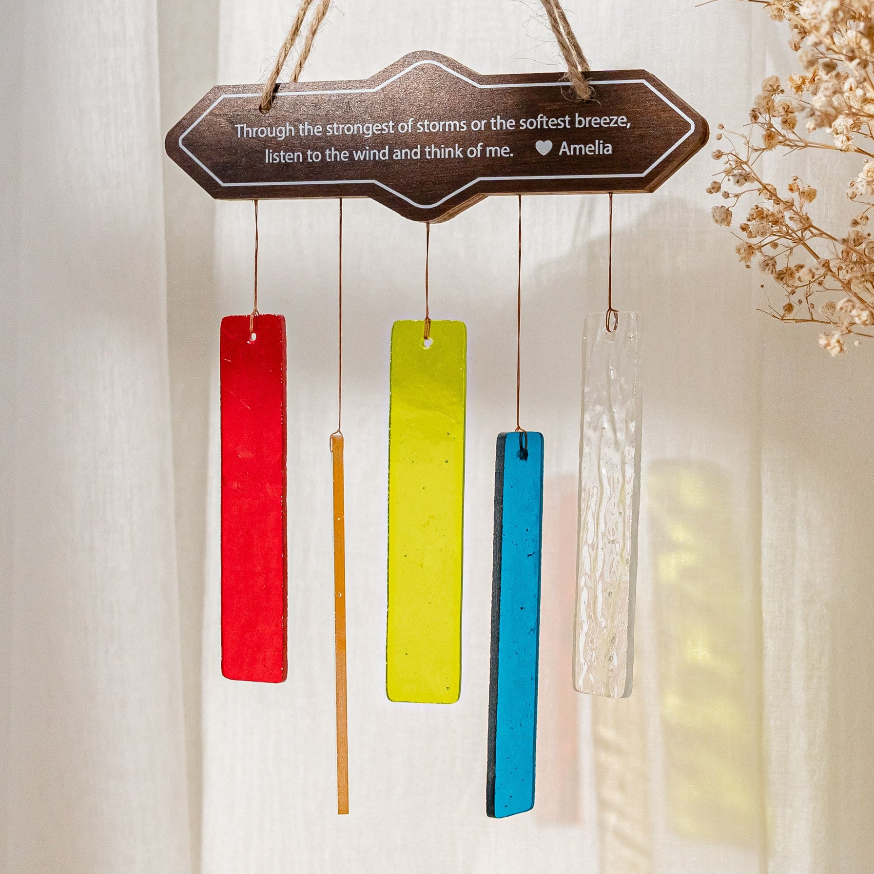 Personalized Stained Glass Wind Chime for Window decor, art F66