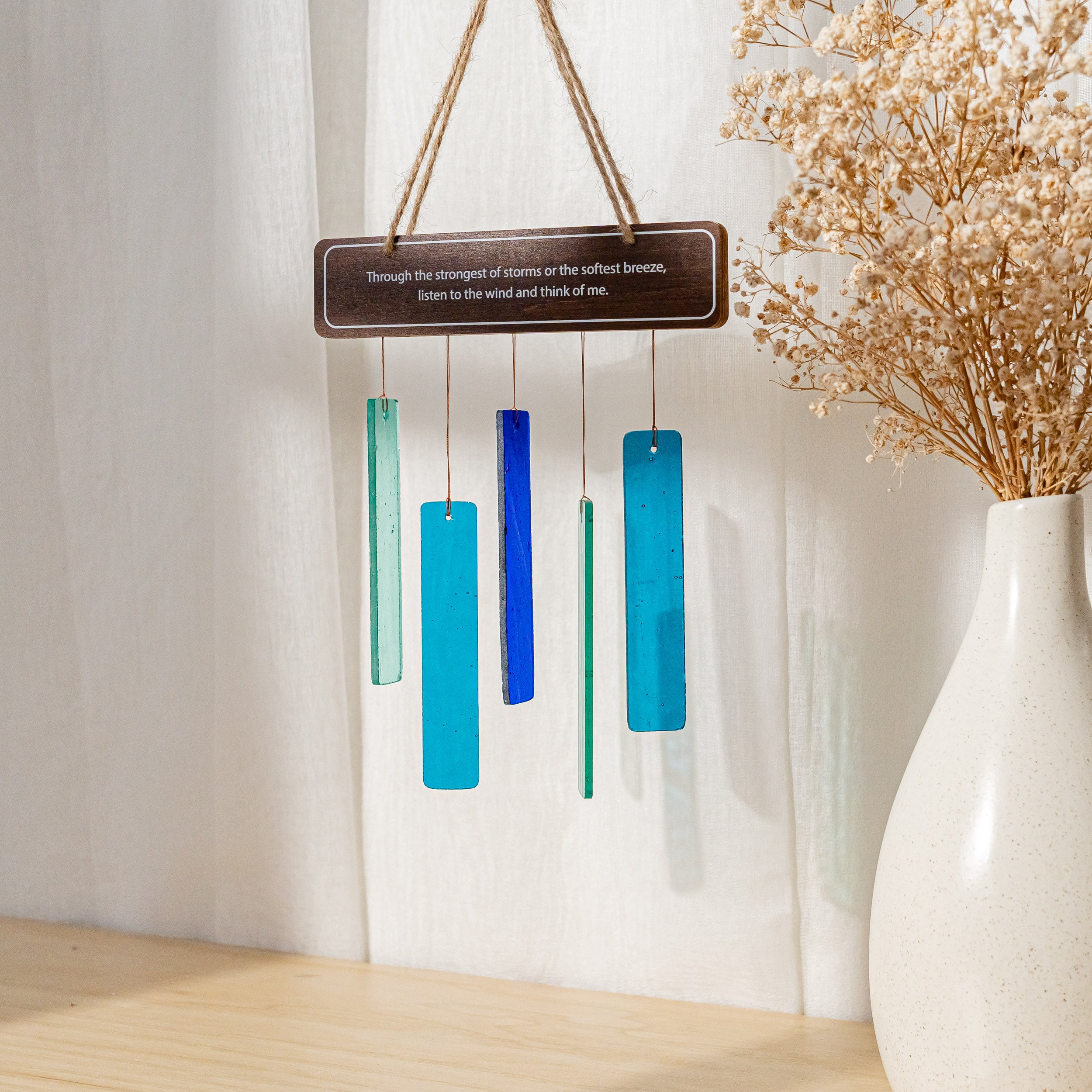 Handcrafted Stained Glass Wind Chime for Window Art with Boho and Farmhouse Flair