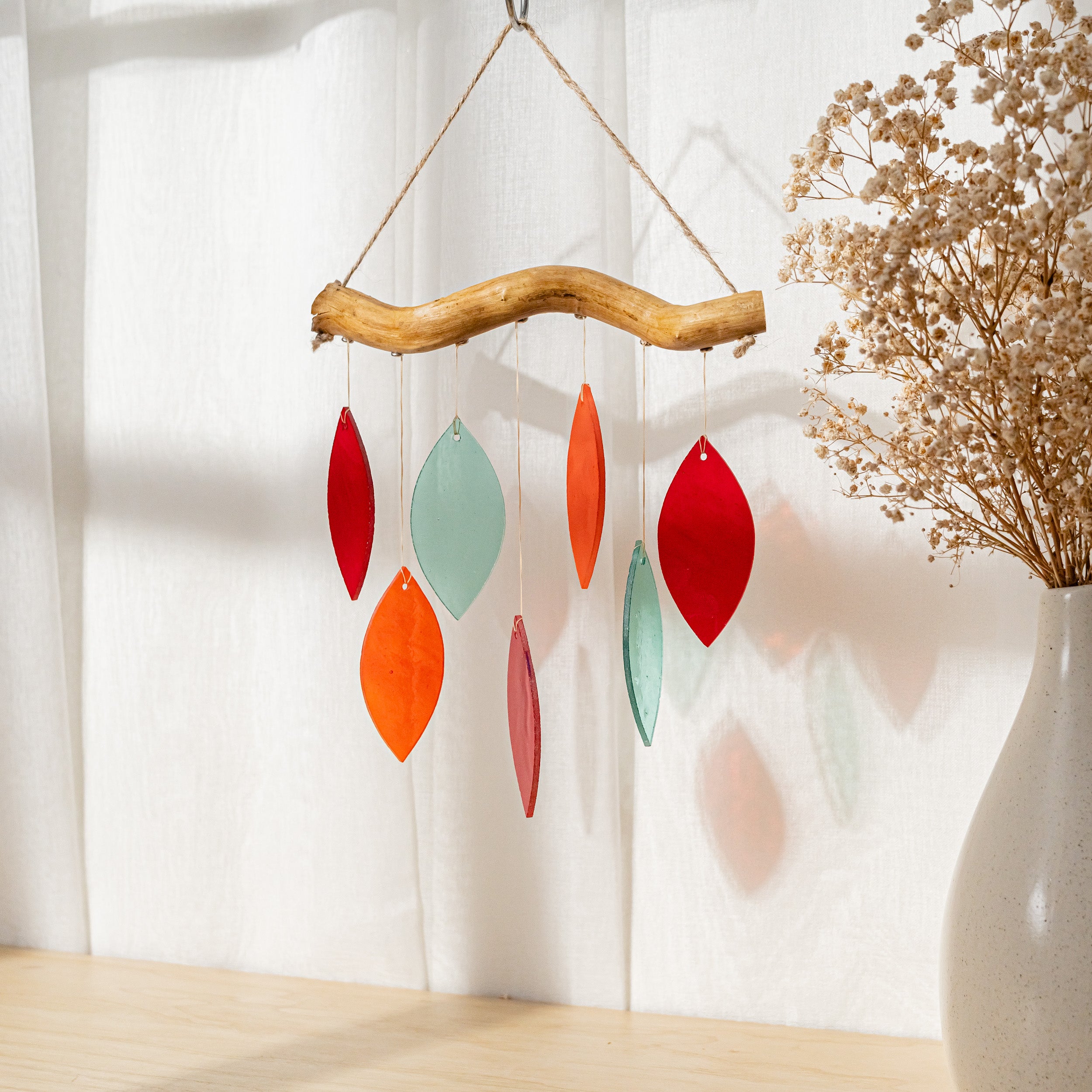 Elegant Stained Glass Wind Chime for Boho and Minimalist Interiors