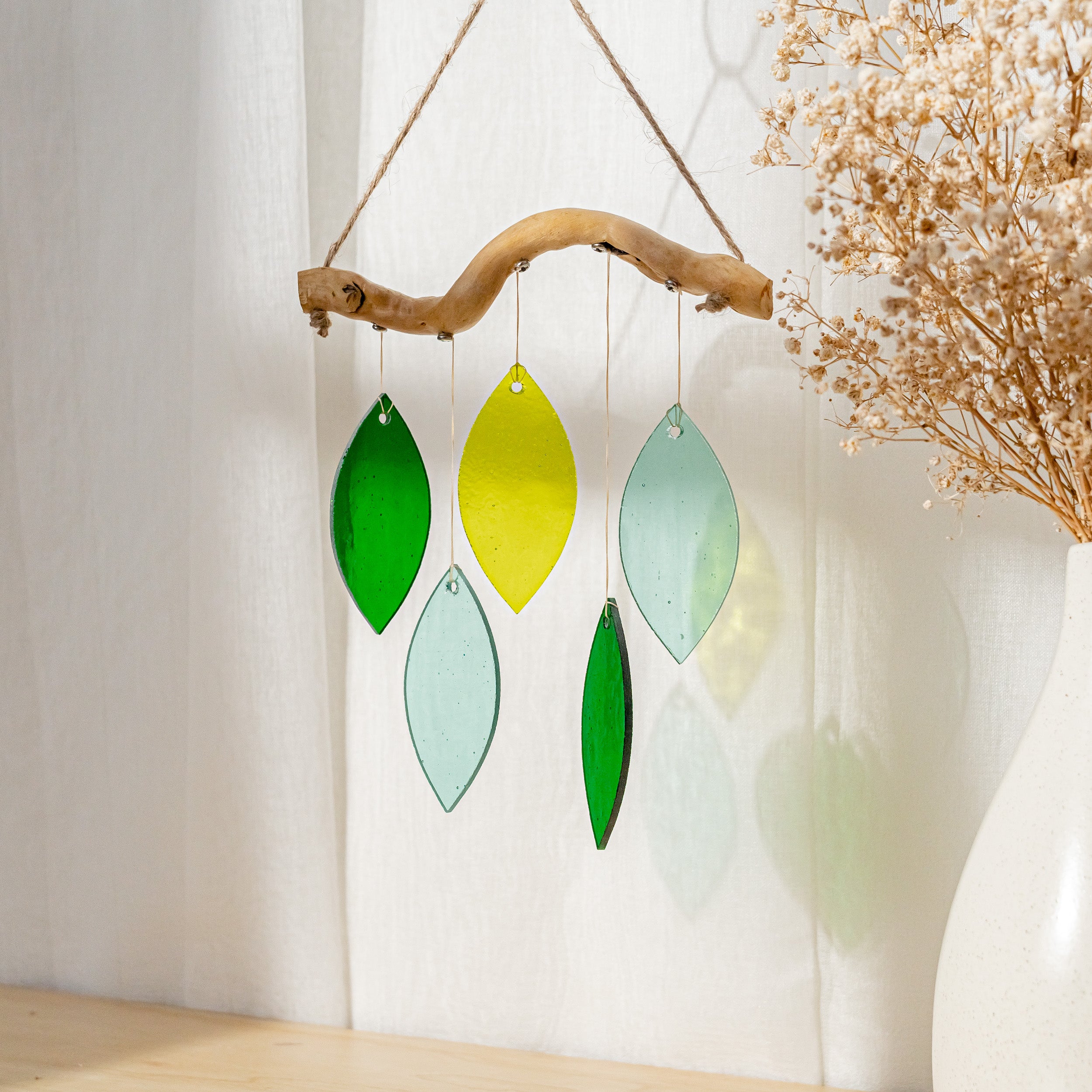 Colorful Stained Glass Wind Chime for Chic and Minimalist Window Charm