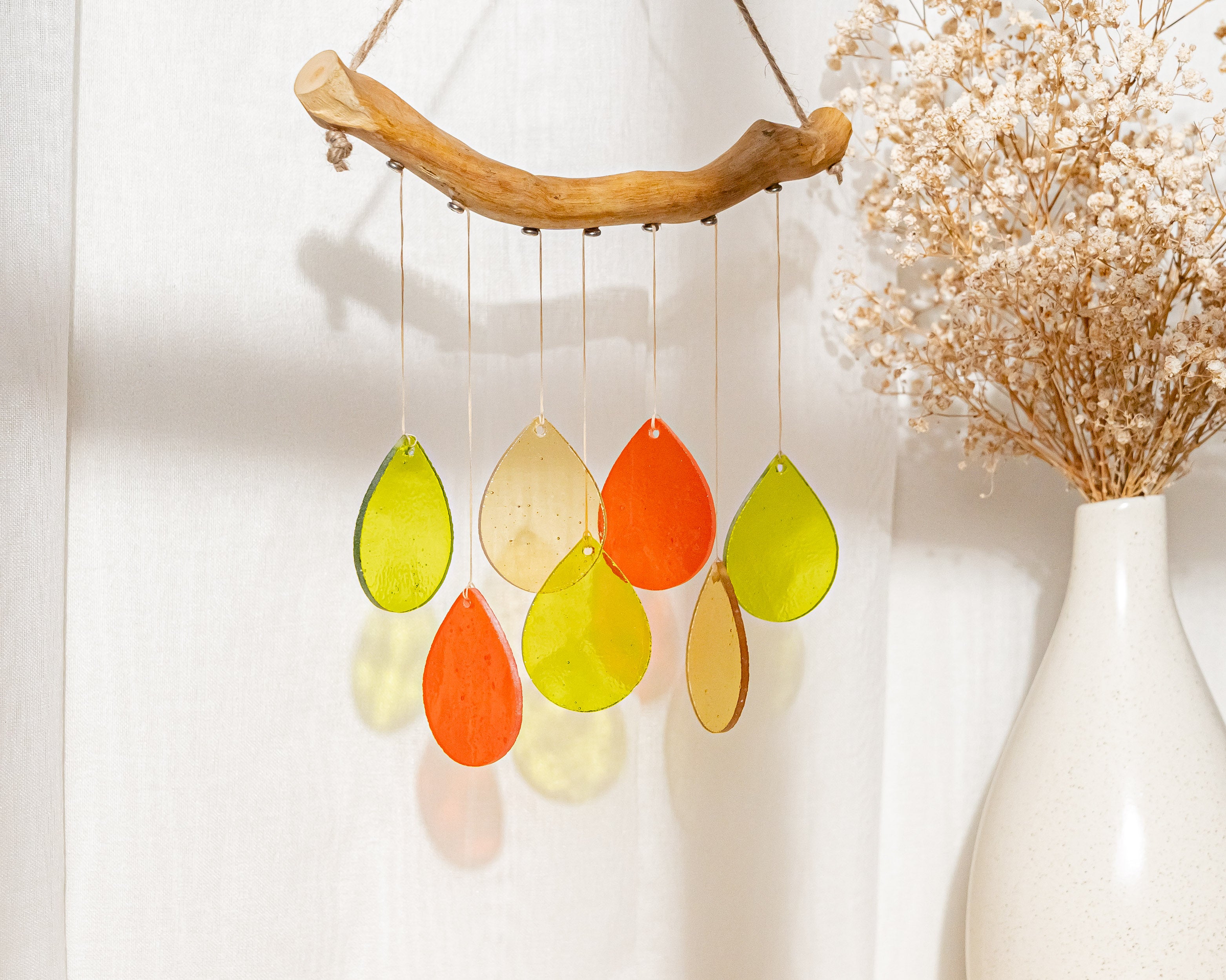 Vibrant Stained Glass Wind Chime for Window Elegance and Gift Inspiration