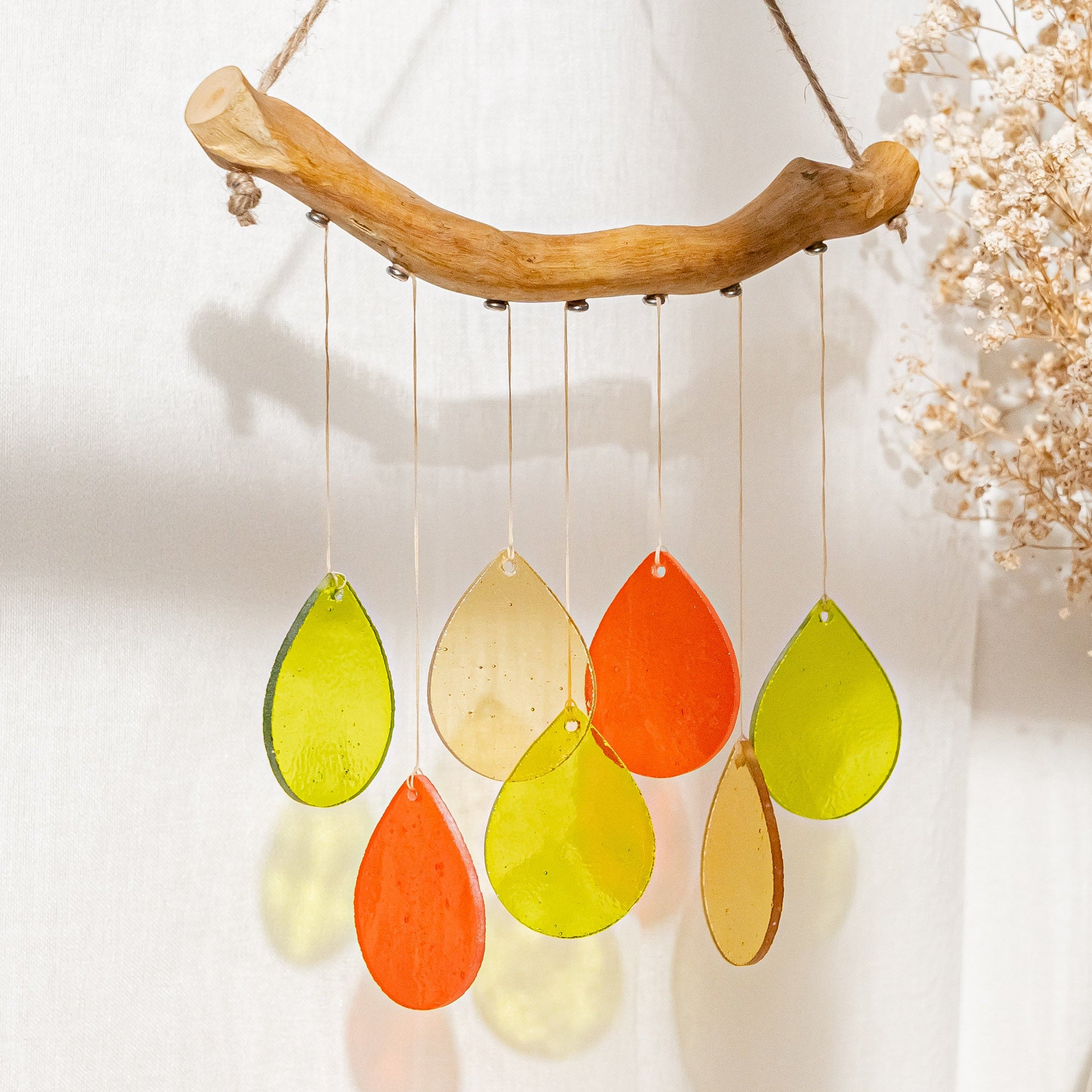 Stained Glass Wind Chimes, Boho style home and art F69