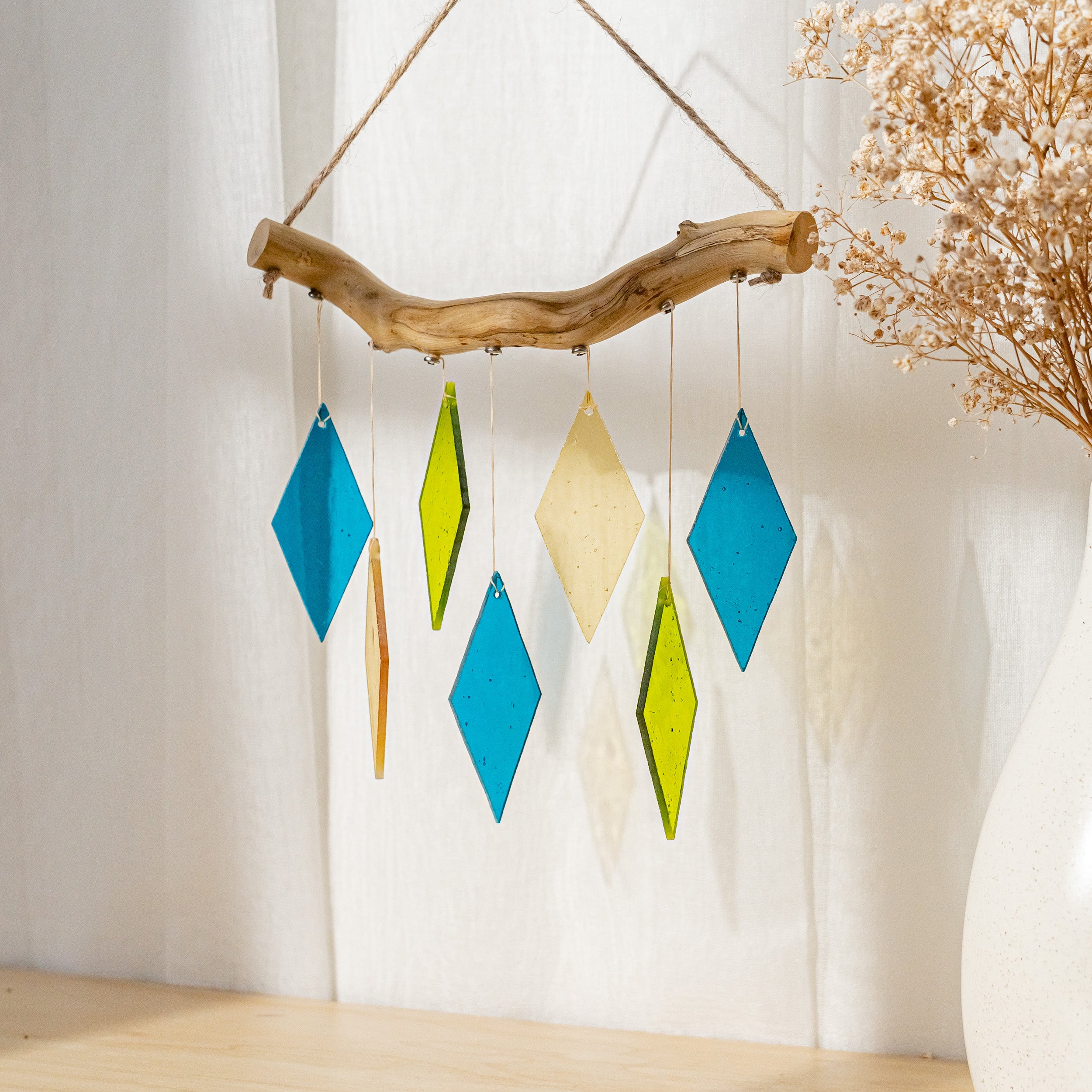 Vibrant Stained Glass Wind Chime for Stylish Window Accents