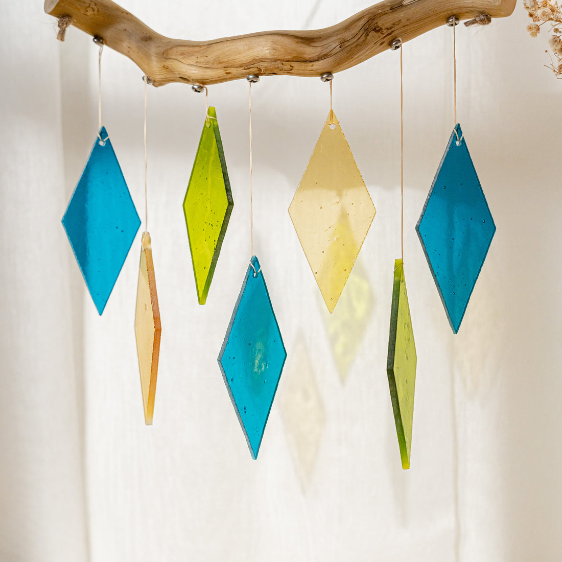 Vibrant Stained Glass Wind Chime for Radiant Window Beauty