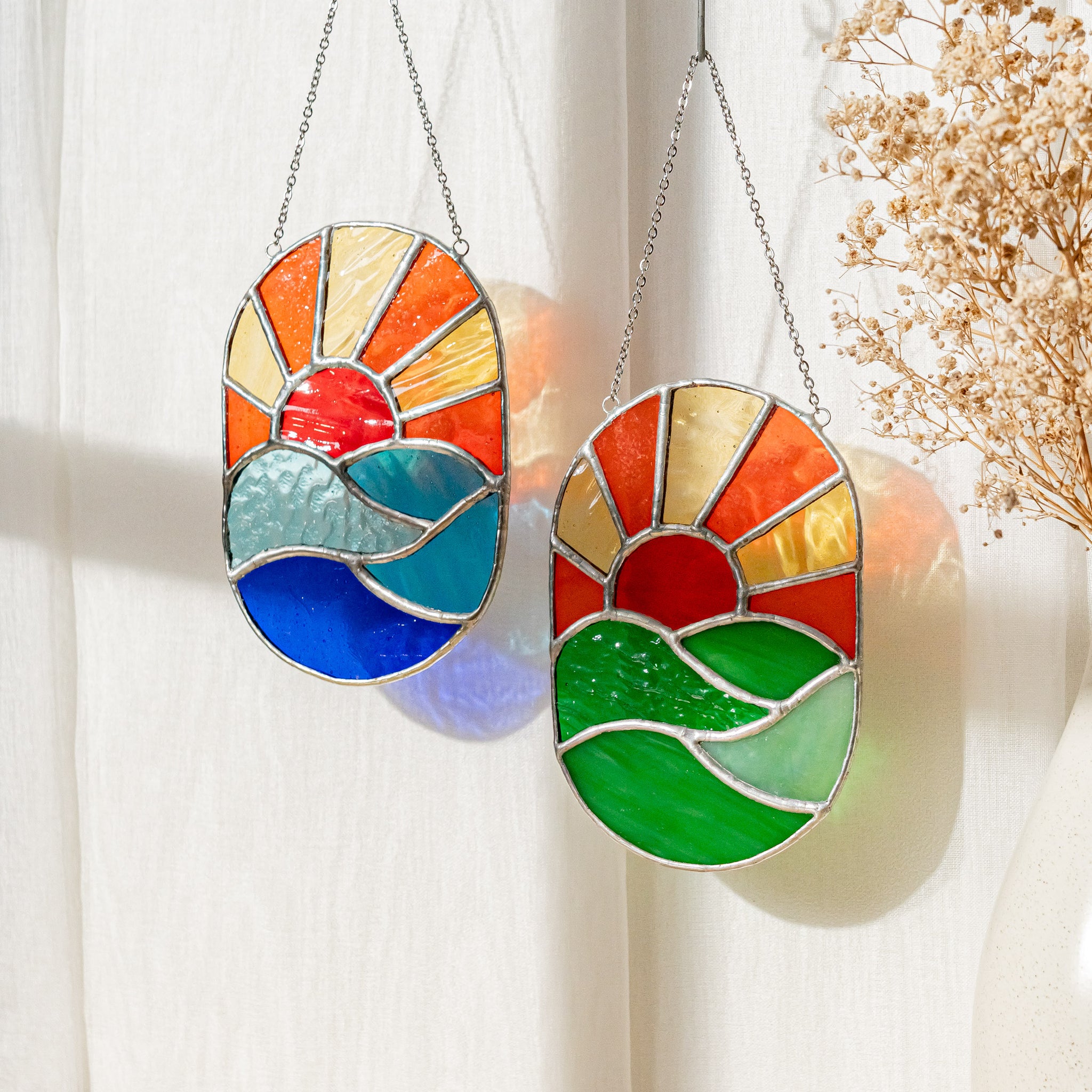 Stained Glass Sun Suncatcher For Bright Boho Wall Decor Accent