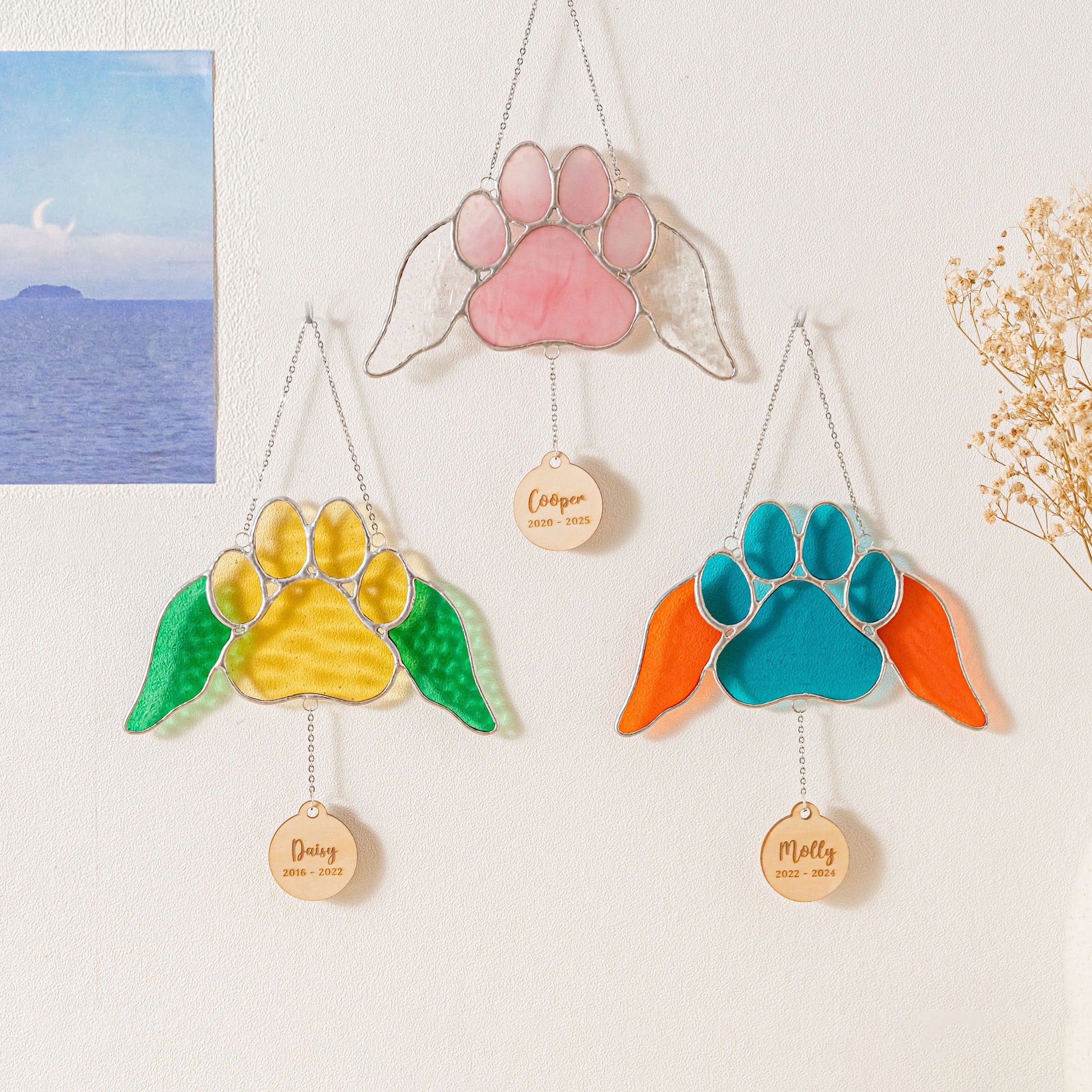 Stained Glass Pet Memorial Suncatcher, Pet memorial gifts Q18