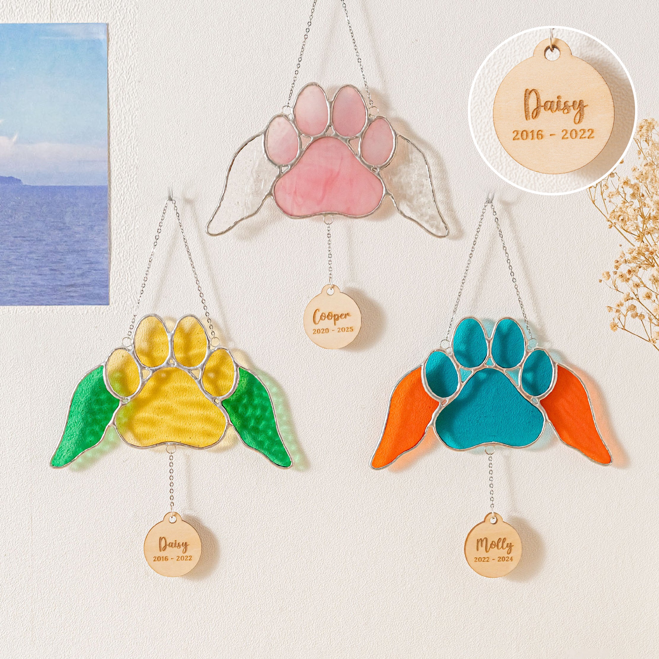 Stained Glass Pet Memorial Suncatcher for Custom ornaments Q18