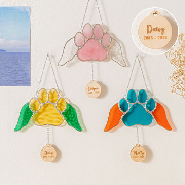 Stained Glass Pet Memorial Suncatcher, Memorial pet keepsake Q18