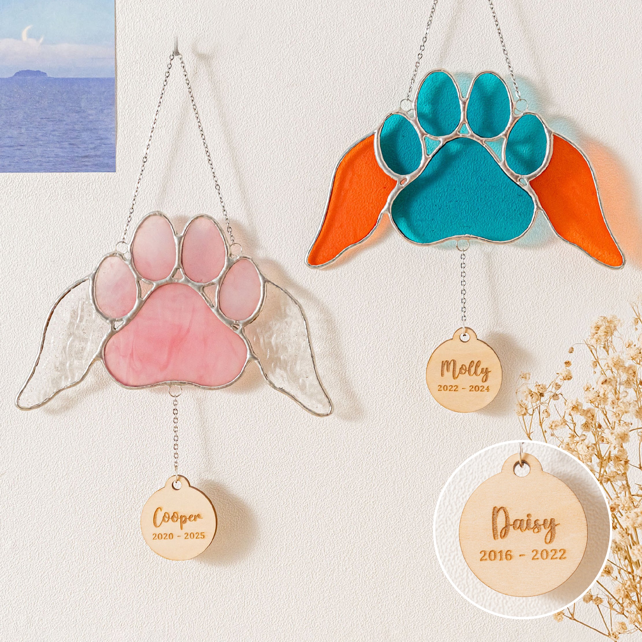 Stained Glass Pet Memorial Suncatcher for Custom ornaments Q18