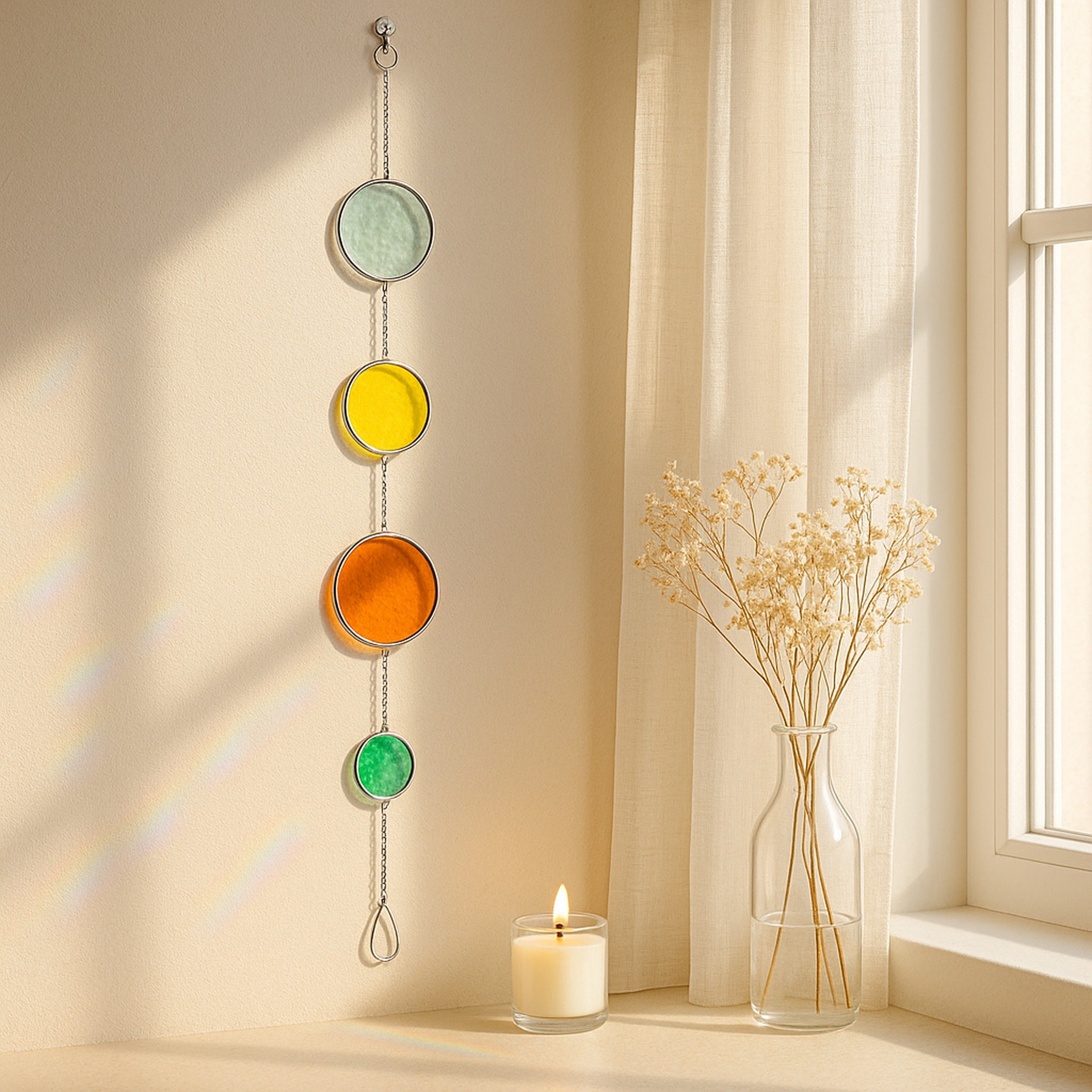 Stained Glass Garland Suncatcher for Glass wall decor, art Q22